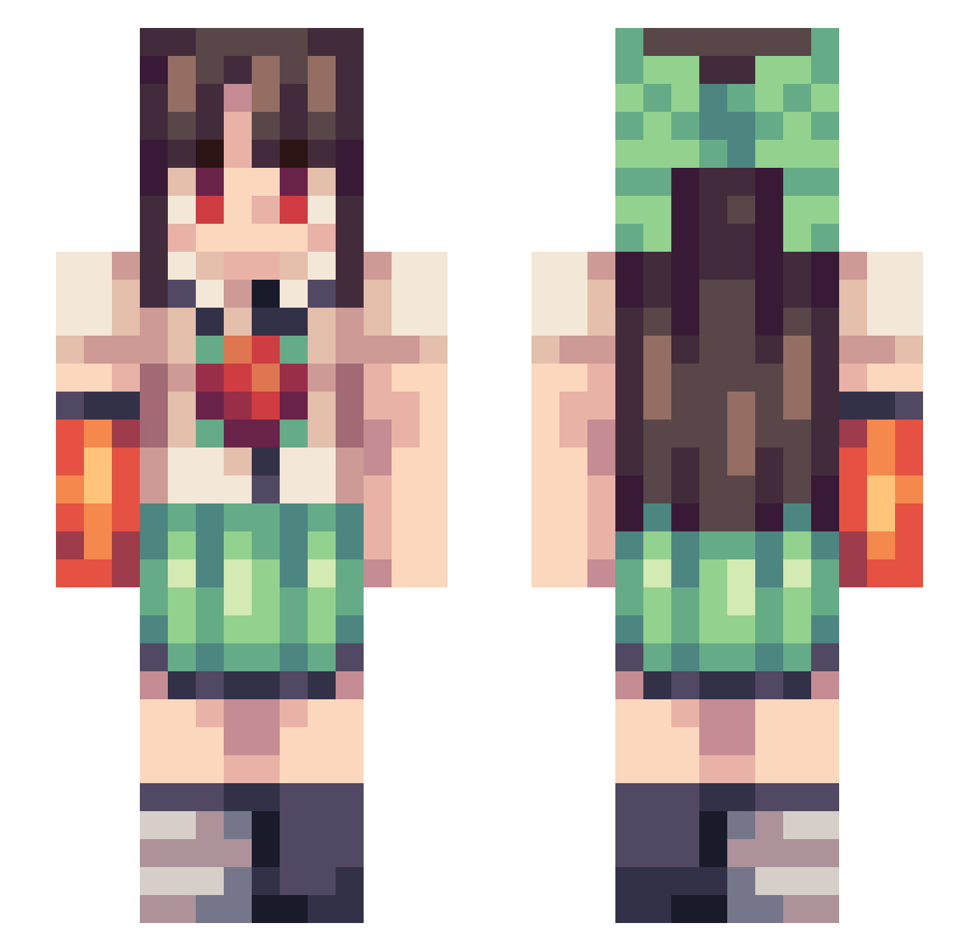 Moxhines Minecraft skin, front and back view