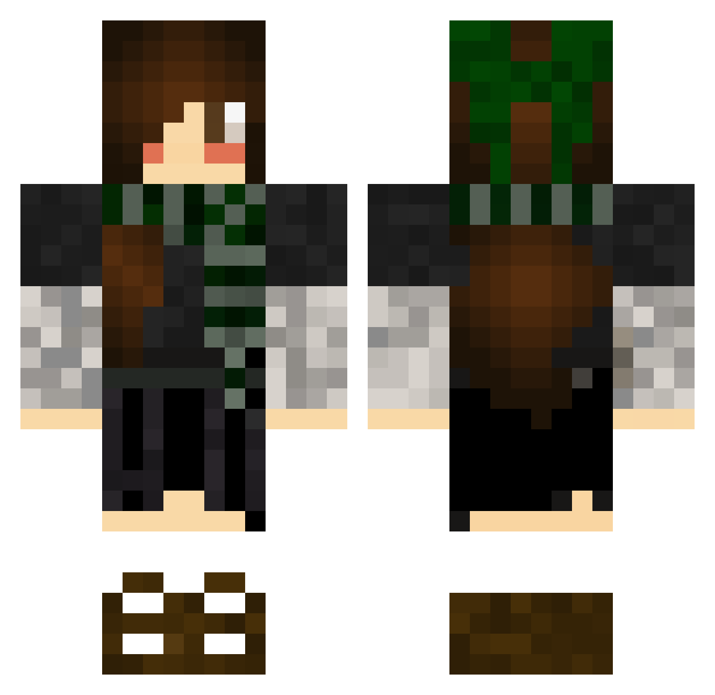 GoldMiner Minecraft skin, front and back view