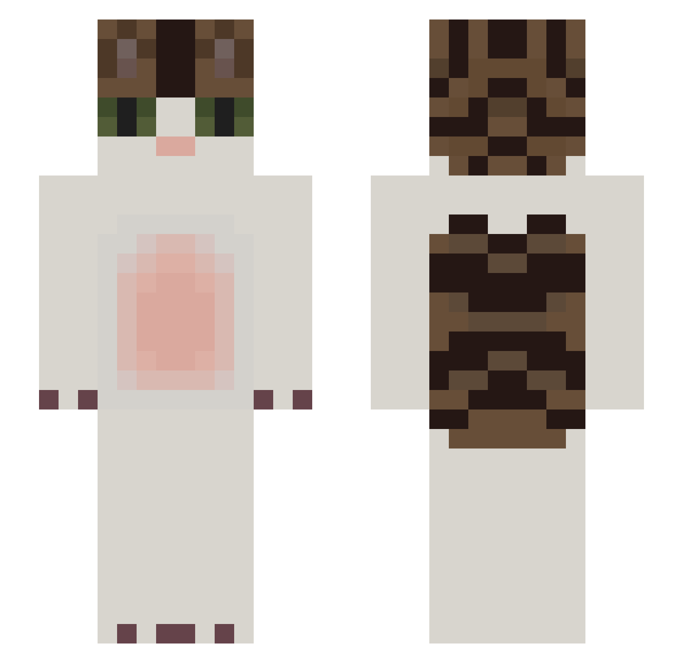 DrunkenMudkip Minecraft skin, front and back view