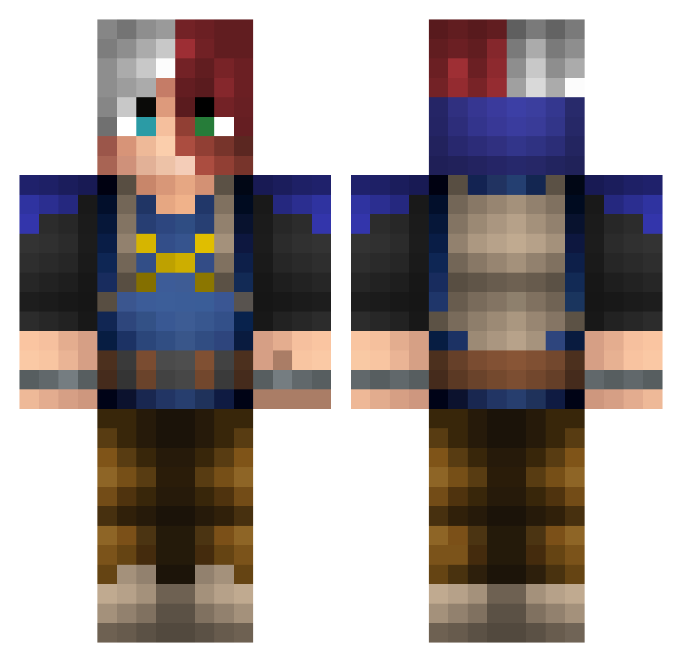 ValiantMan1 Minecraft skin, front and back view