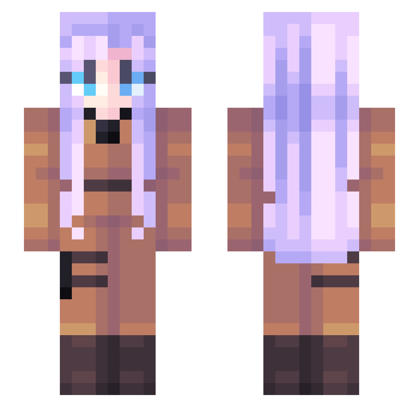 Baalines Minecraft skin, front and back view