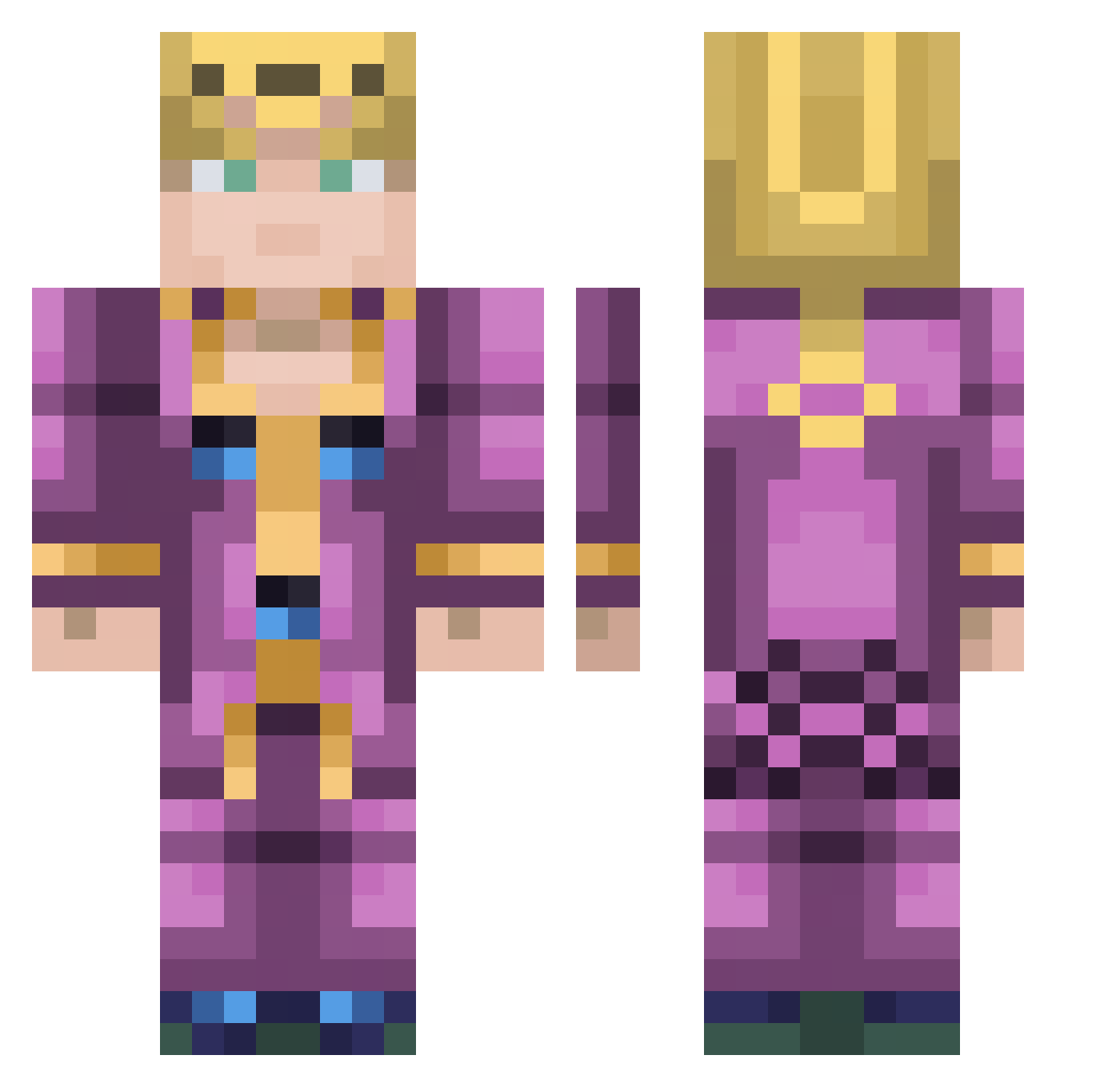 pxavii Minecraft skin, front and back view