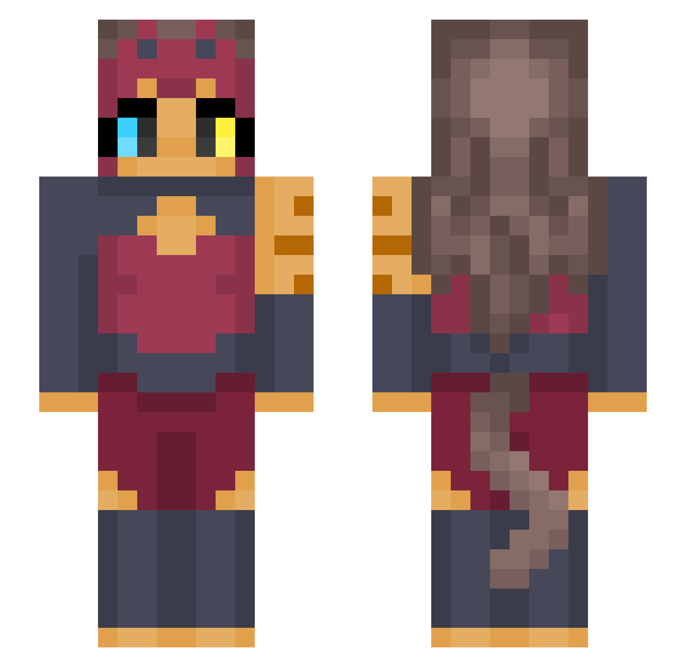 Shxrkcxt Minecraft skin, front and back view
