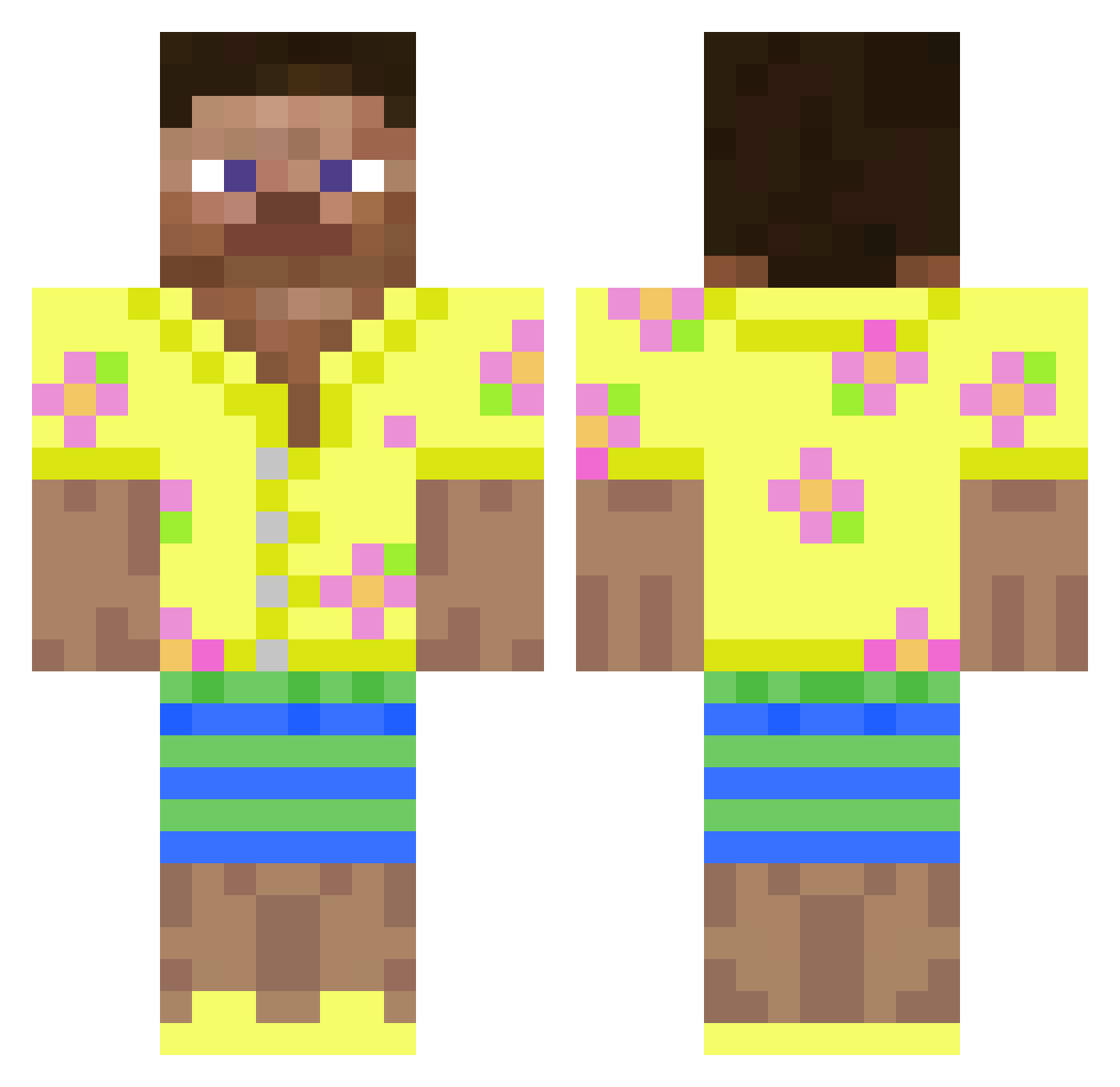 javaplum Minecraft skin, front and back view