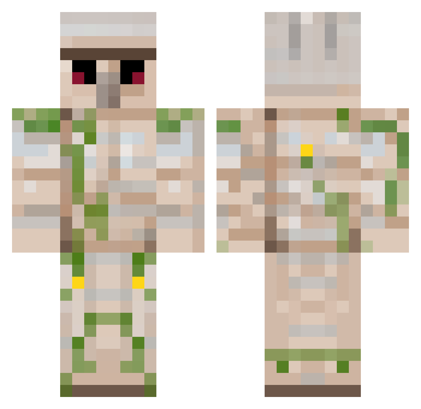 GWTNess Minecraft skin, front and back view