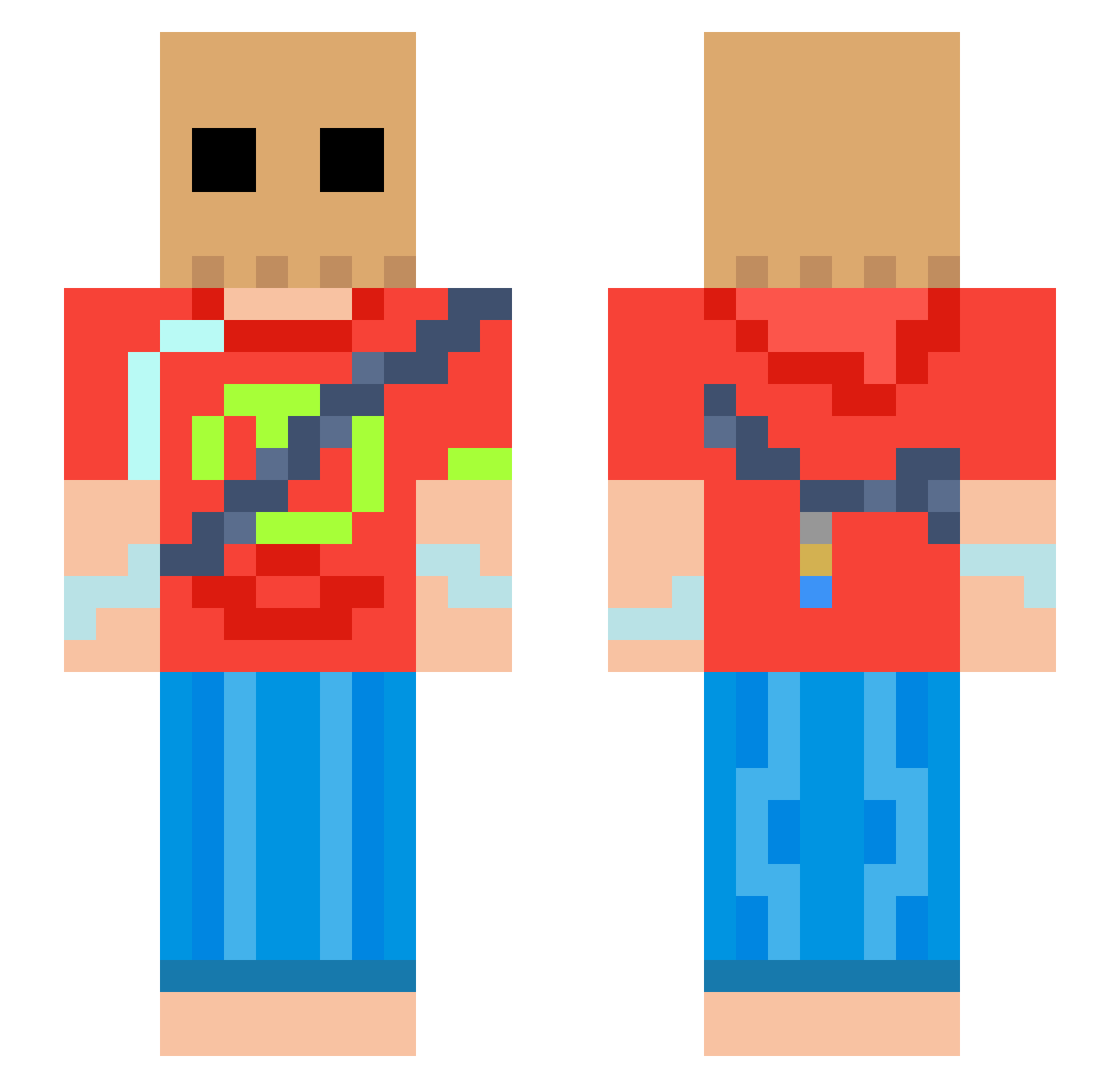 Vec21 Minecraft skin, front and back view