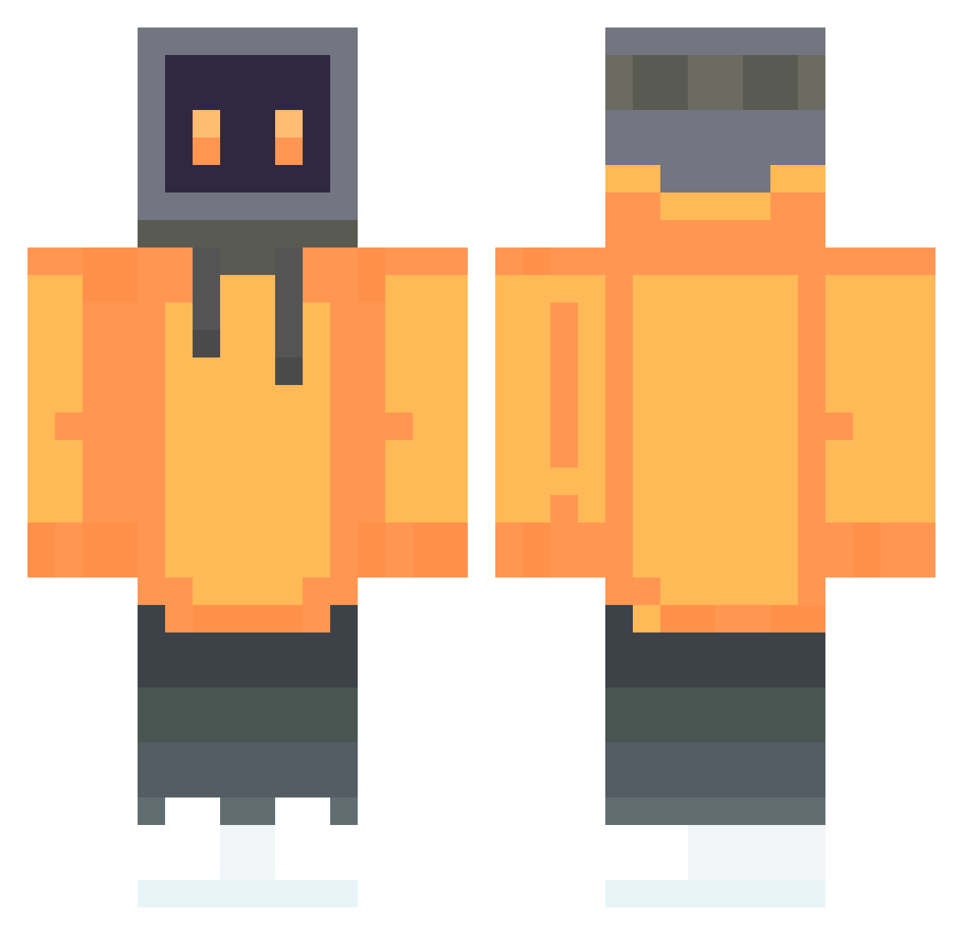 Scrogby Minecraft skin, front and back view
