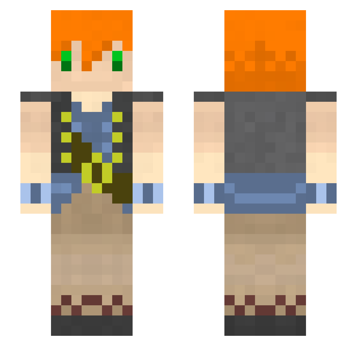 stercorate Minecraft skin, front and back view