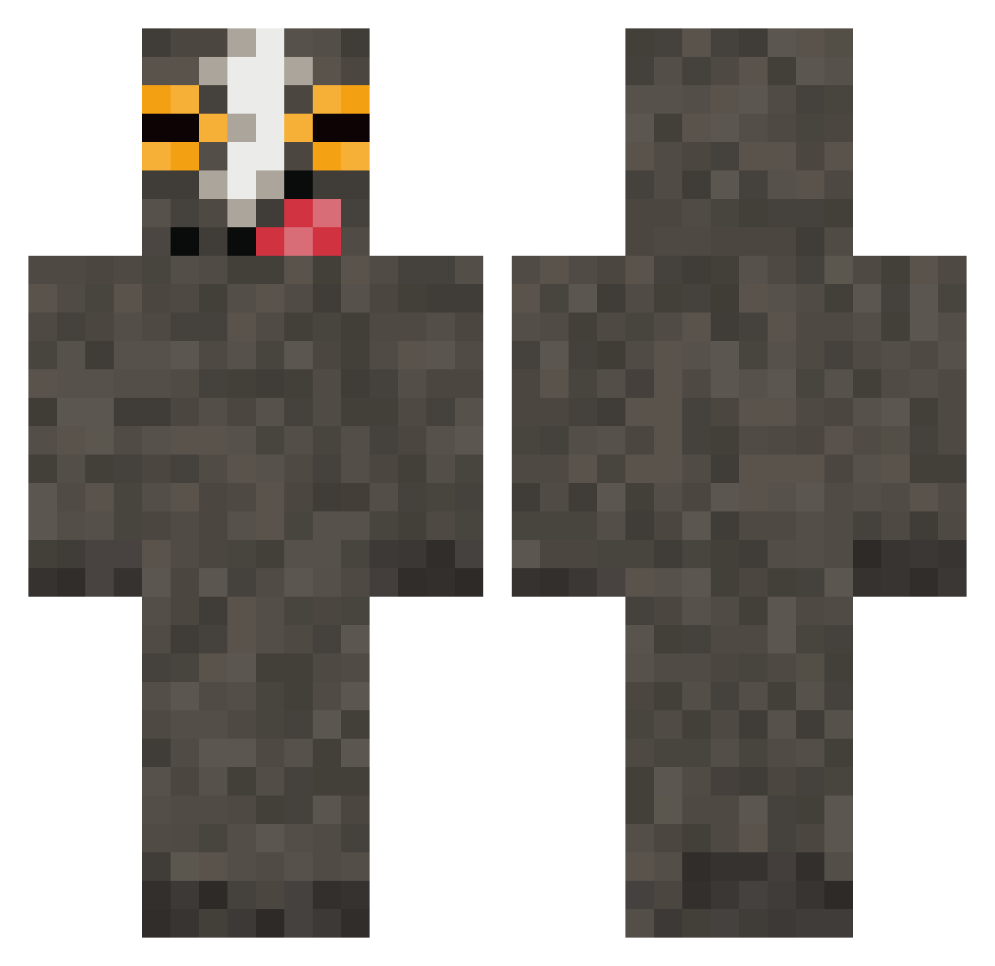 Sharkamingo Minecraft skin, front and back view