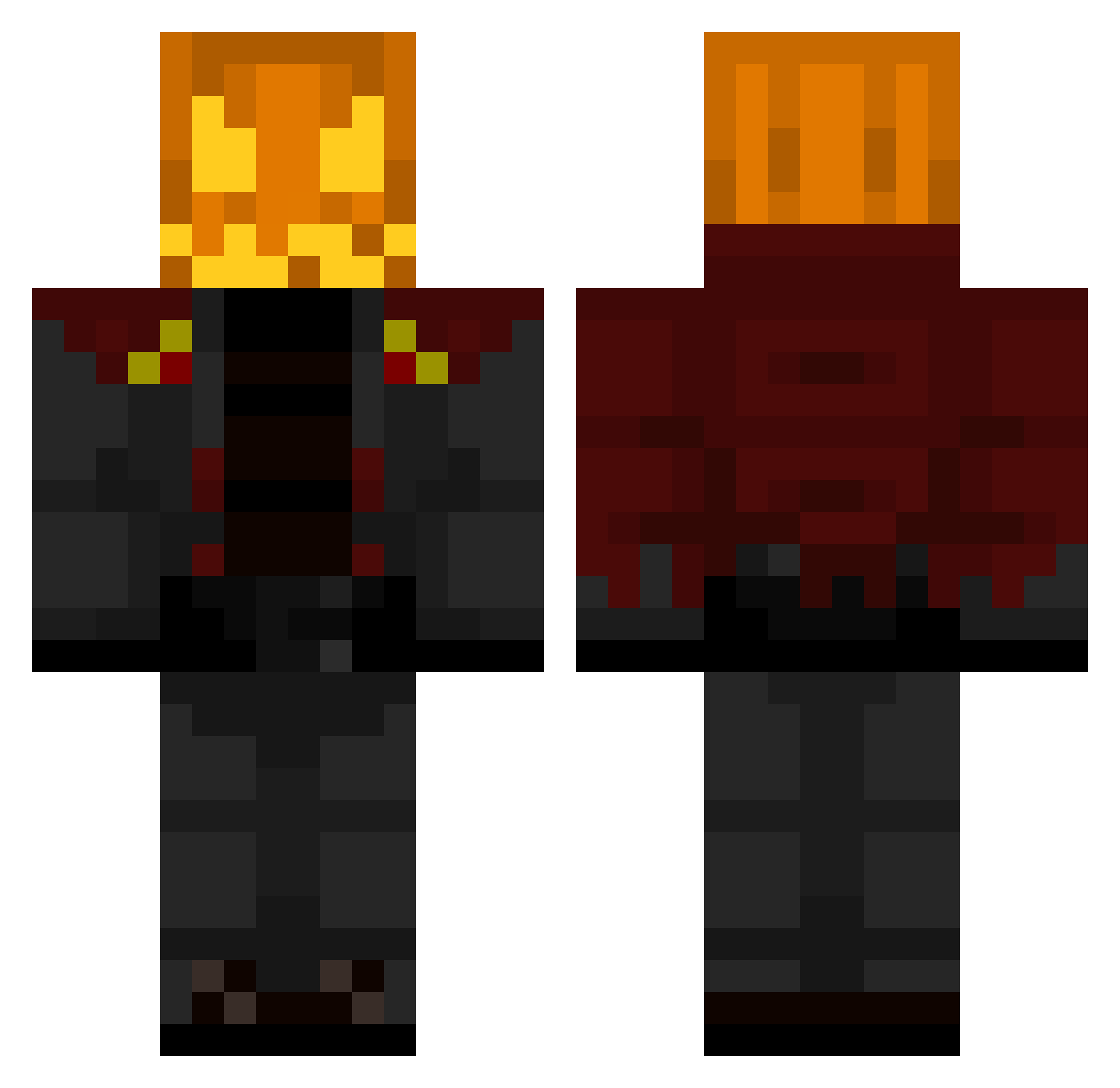 xMPx_RedFox Minecraft skin, front and back view