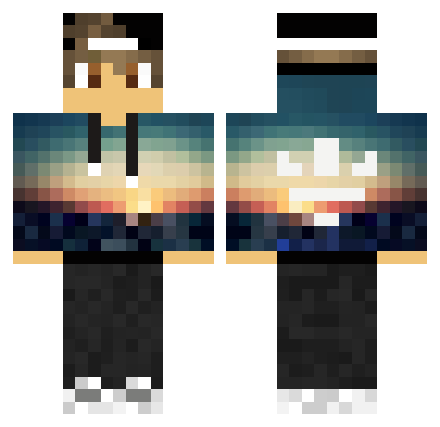 Mankepoot Minecraft skin, front and back view
