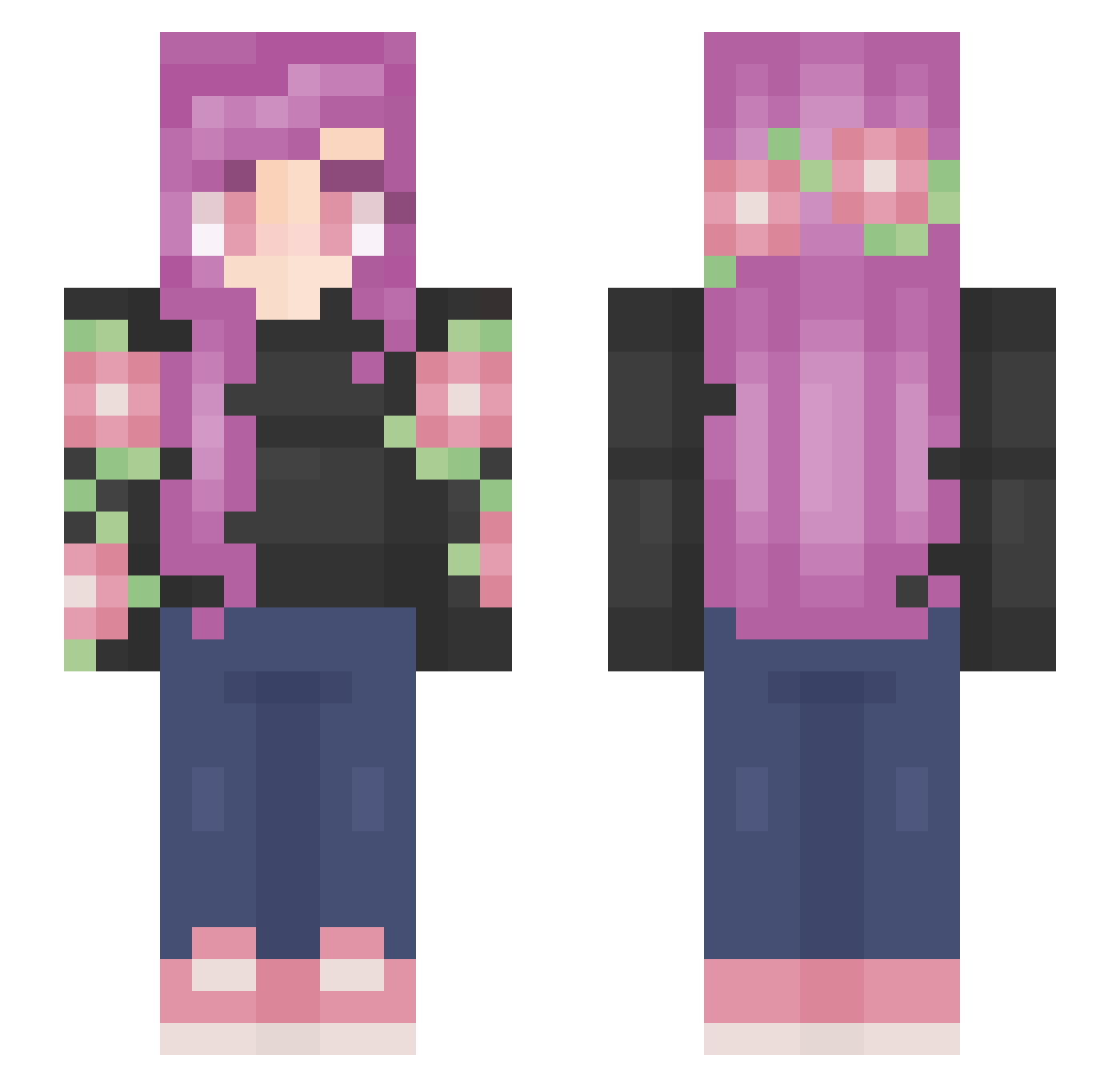 arsonbarbie Minecraft skin, front and back view