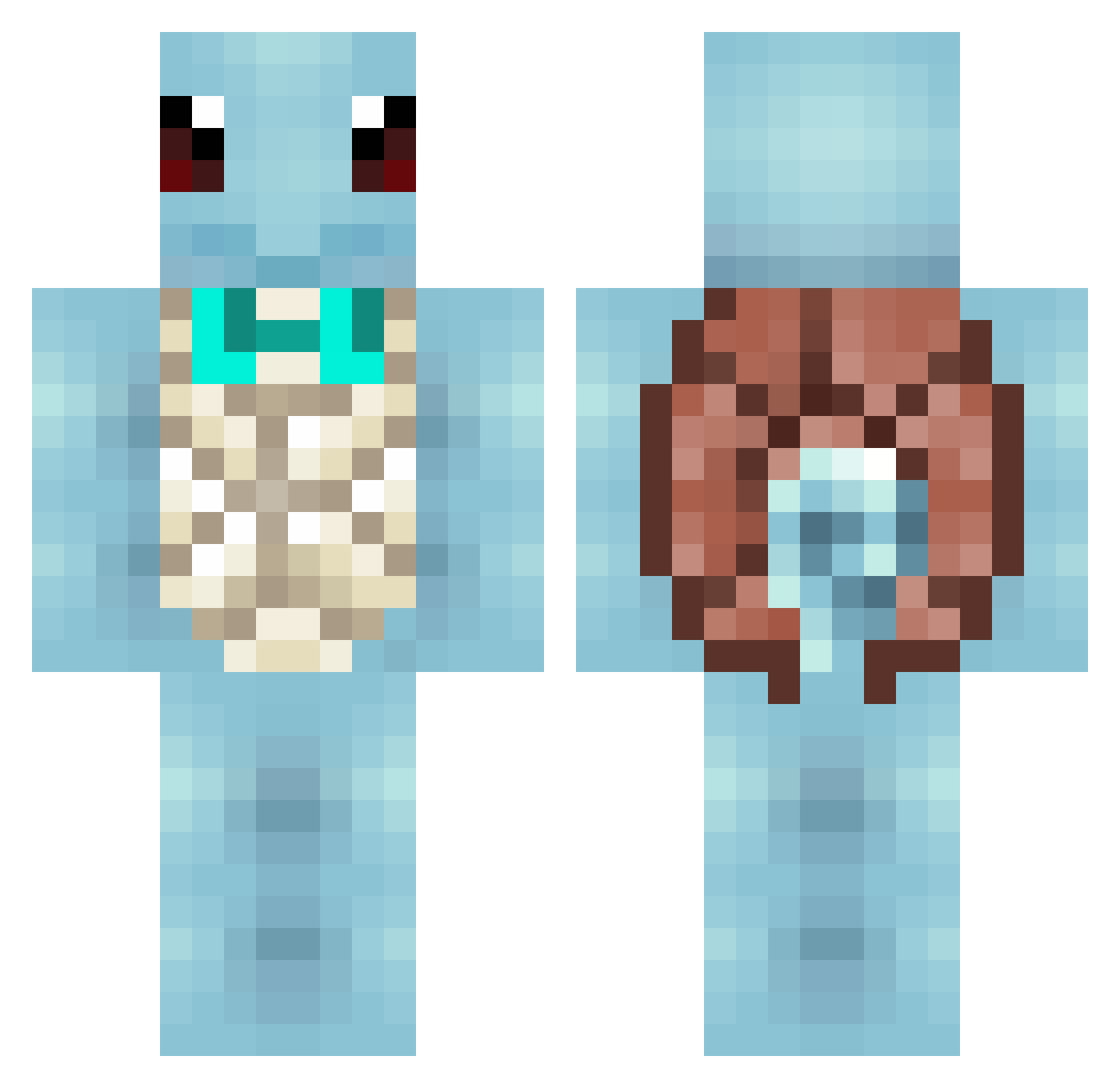 Ninths Minecraft skin, front and back view