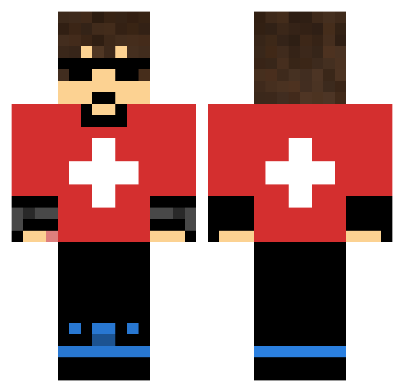 Schweizer Minecraft skin, front and back view
