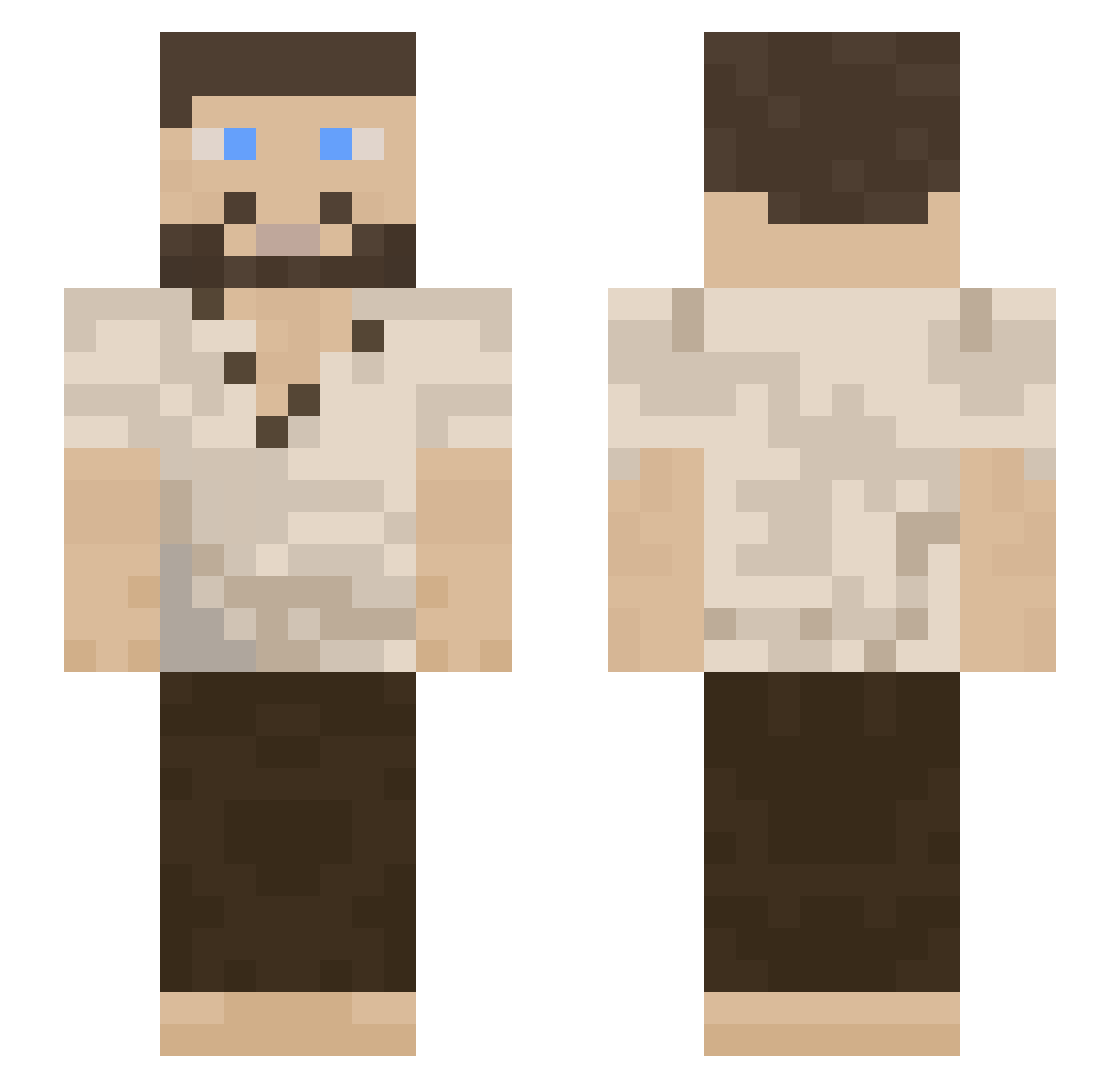 ScrumptiousB Minecraft skin, front and back view