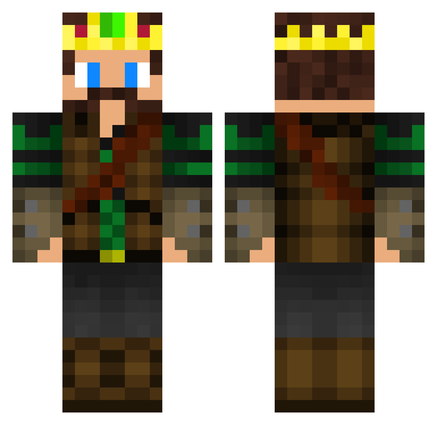 MattAKARoyal Minecraft skin, front and back view