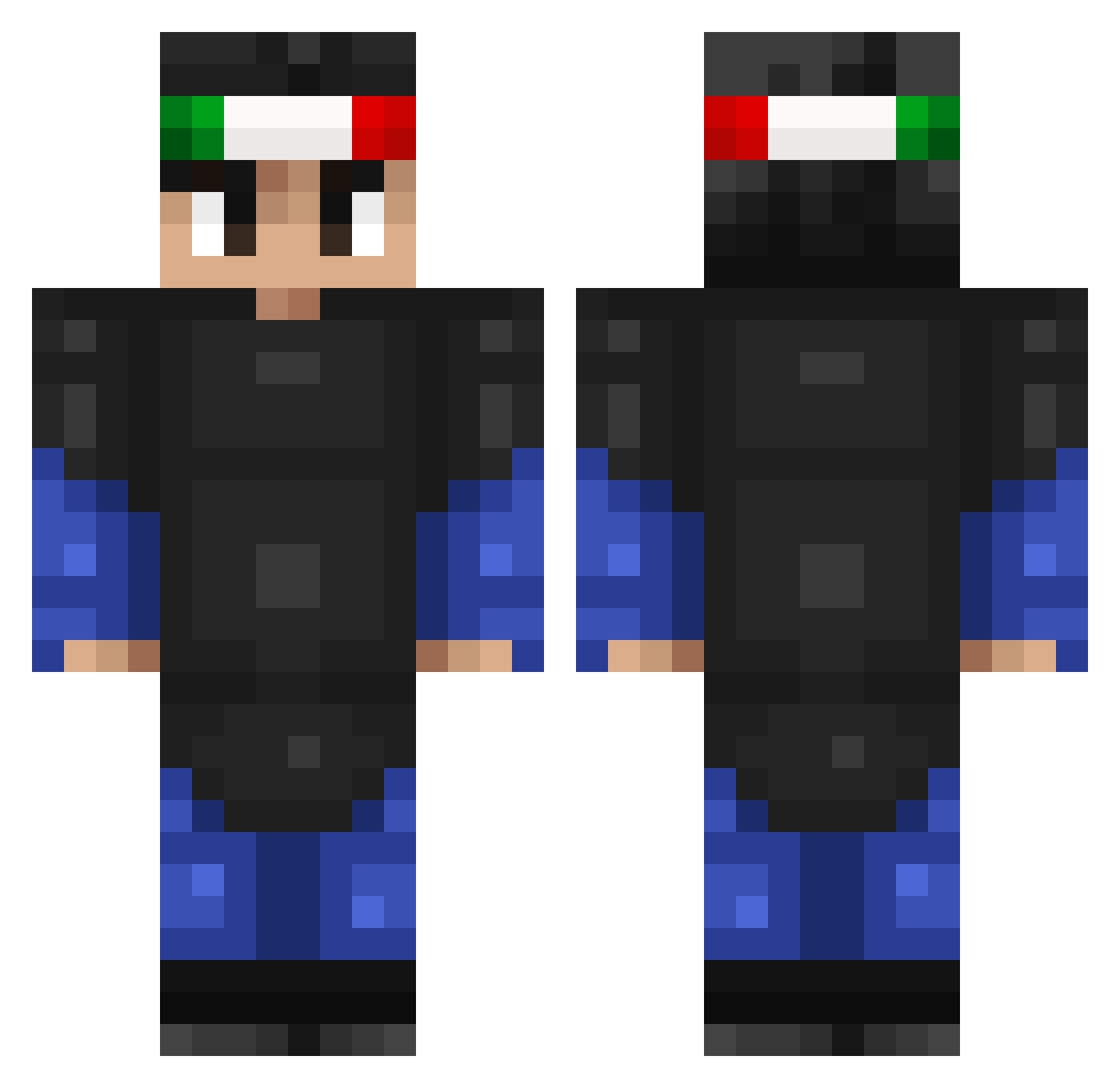 Blurted Minecraft skin, front and back view