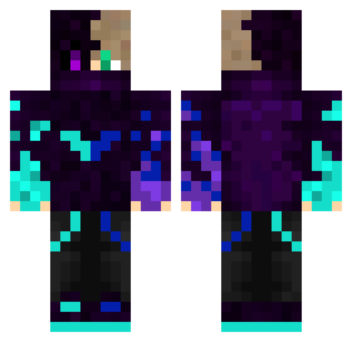 Mexxxon Minecraft skin, front and back view