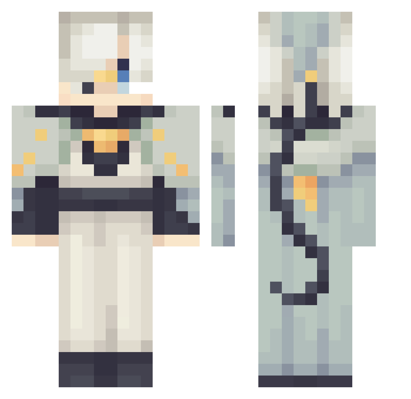 fredkitten Minecraft skin, front and back view