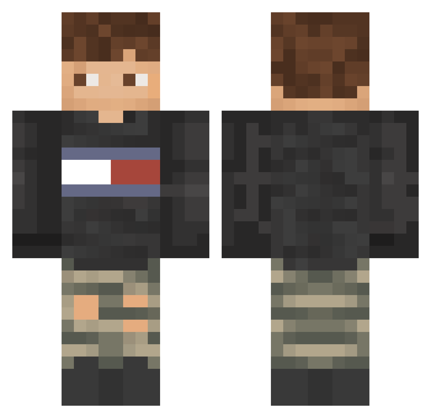 hoppellino Minecraft skin, front and back view