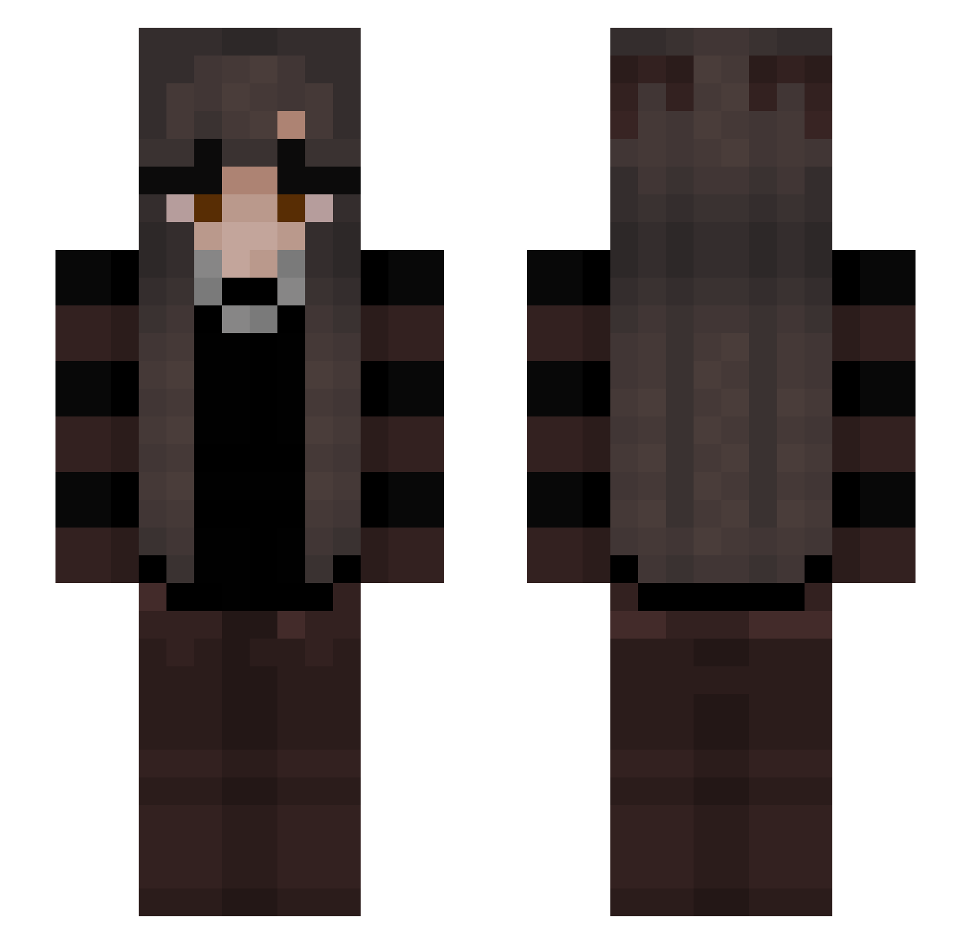 Poetrees Minecraft skin, front and back view
