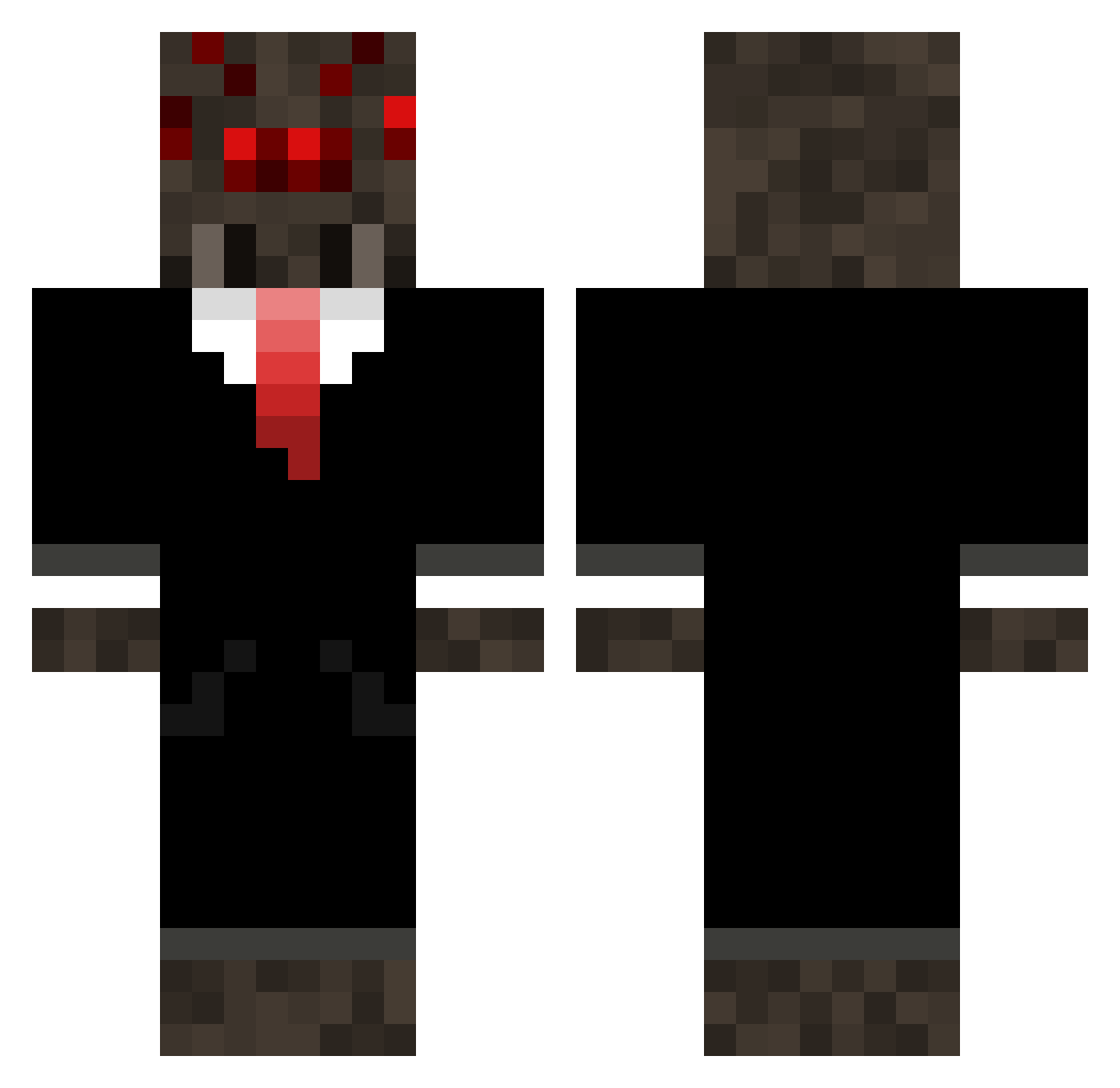 MrArachnophobia Minecraft skin, front and back view