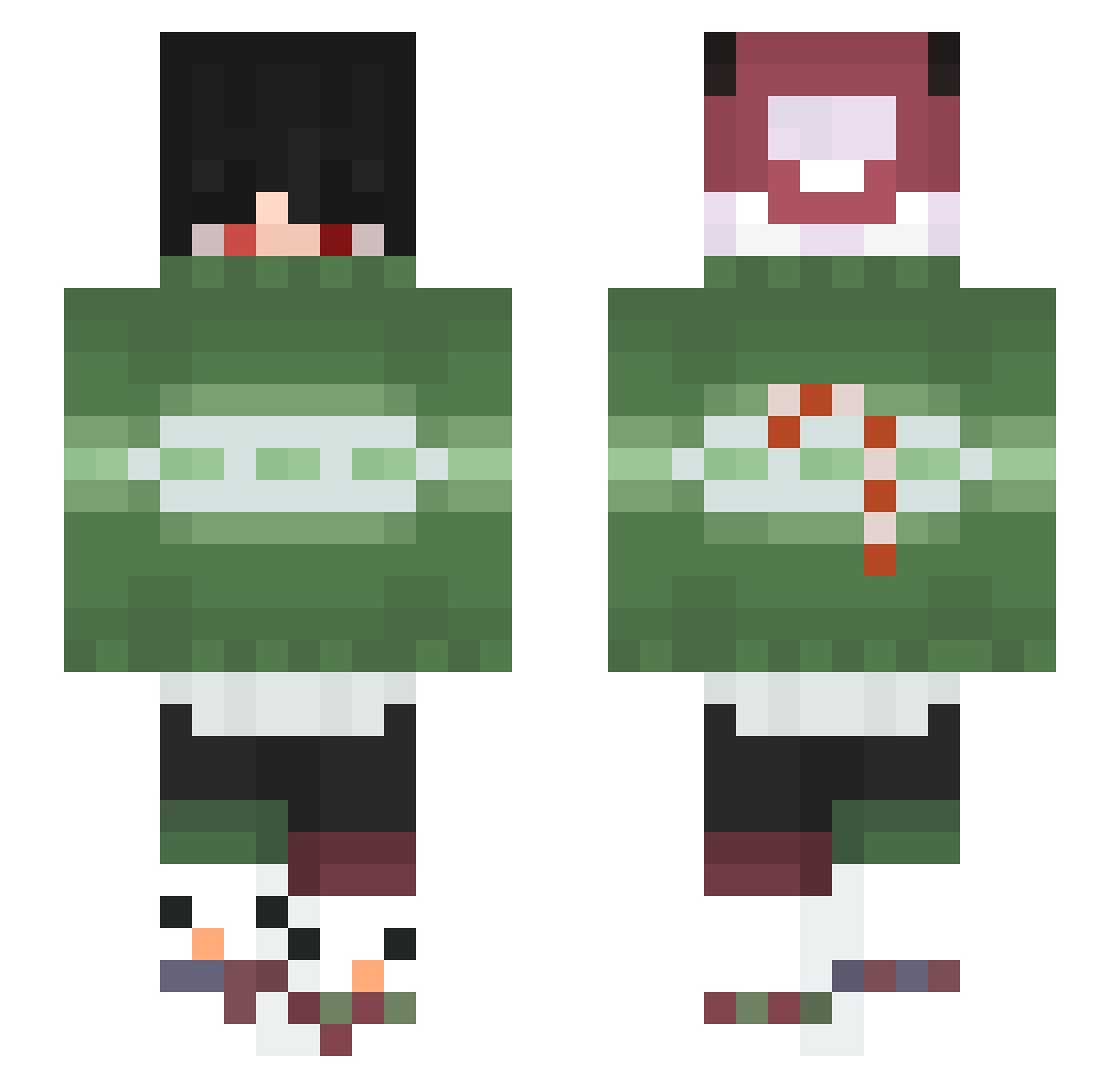 _SnowyFox Minecraft skin, front and back view