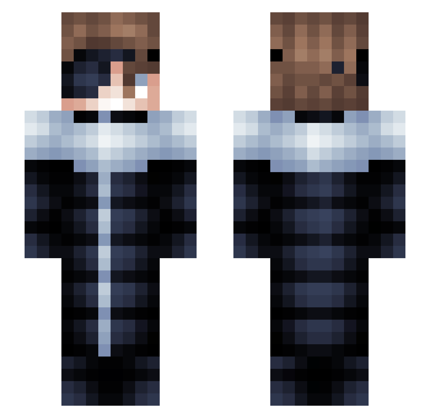 J4qc Minecraft skin, front and back view