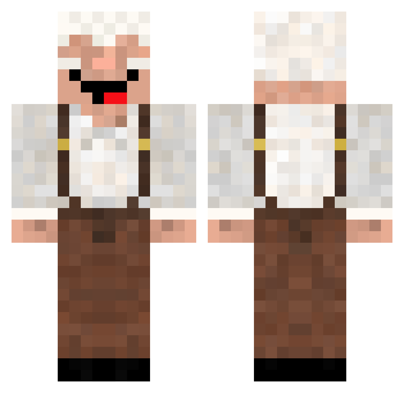 dekzen Minecraft skin, front and back view