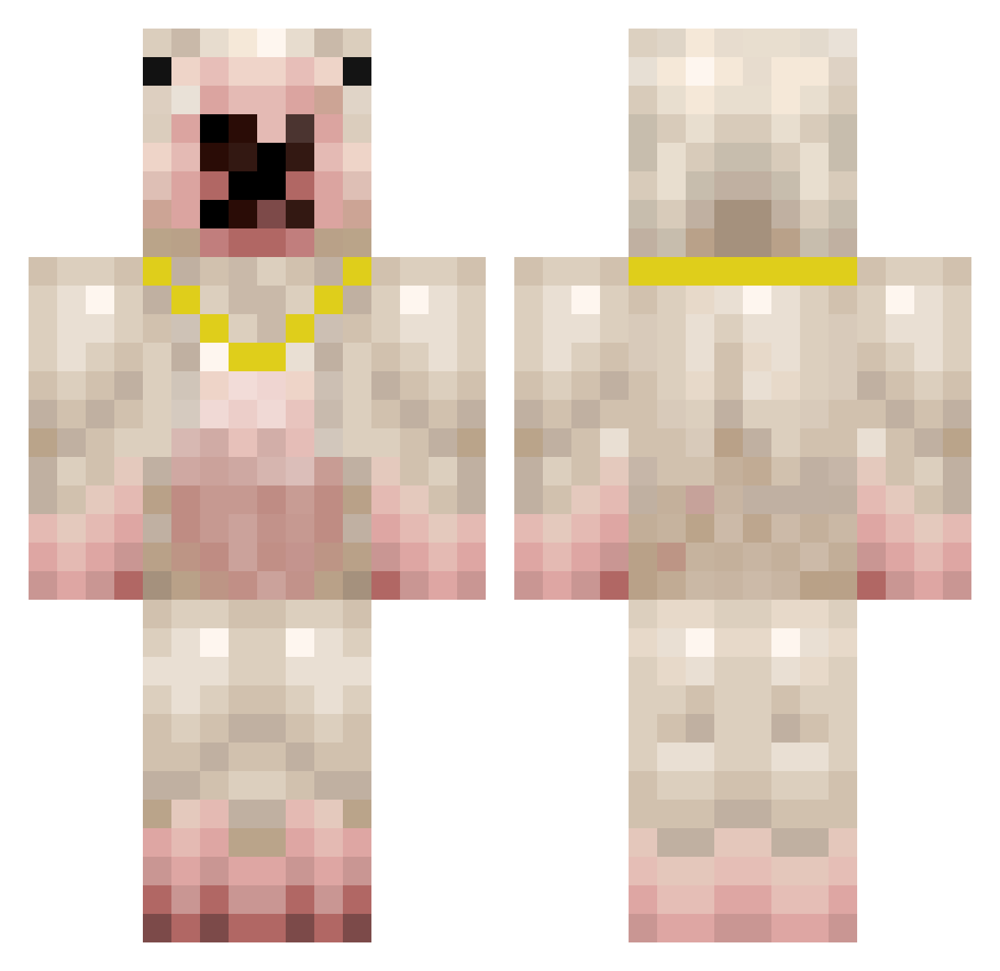 polytaur Minecraft skin, front and back view