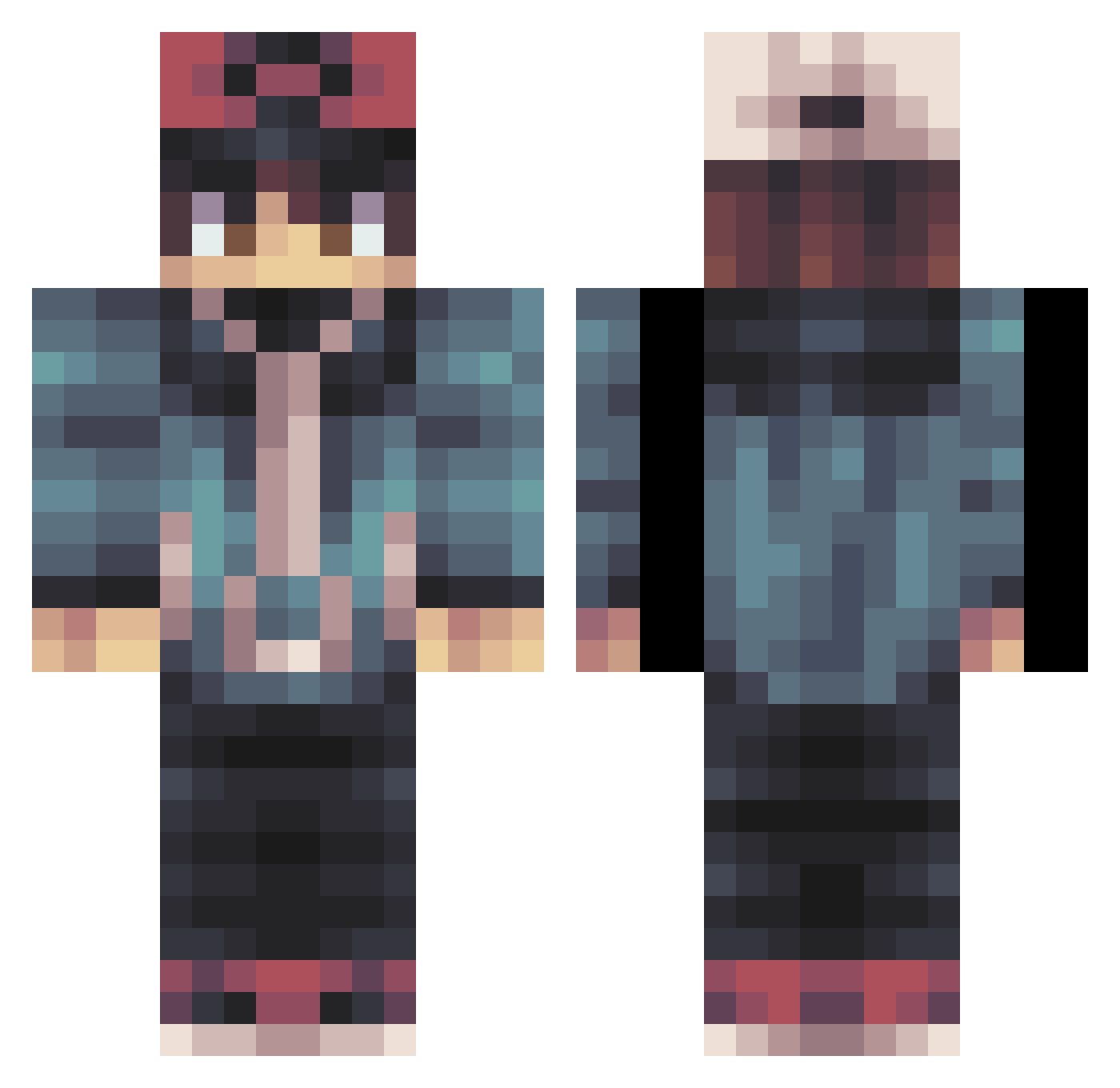 Bullockinator Minecraft skin, front and back view