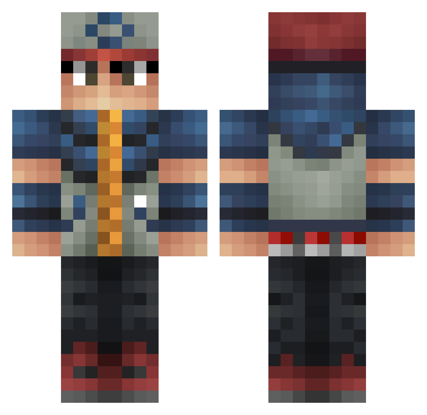 Waltons Minecraft skin, front and back view