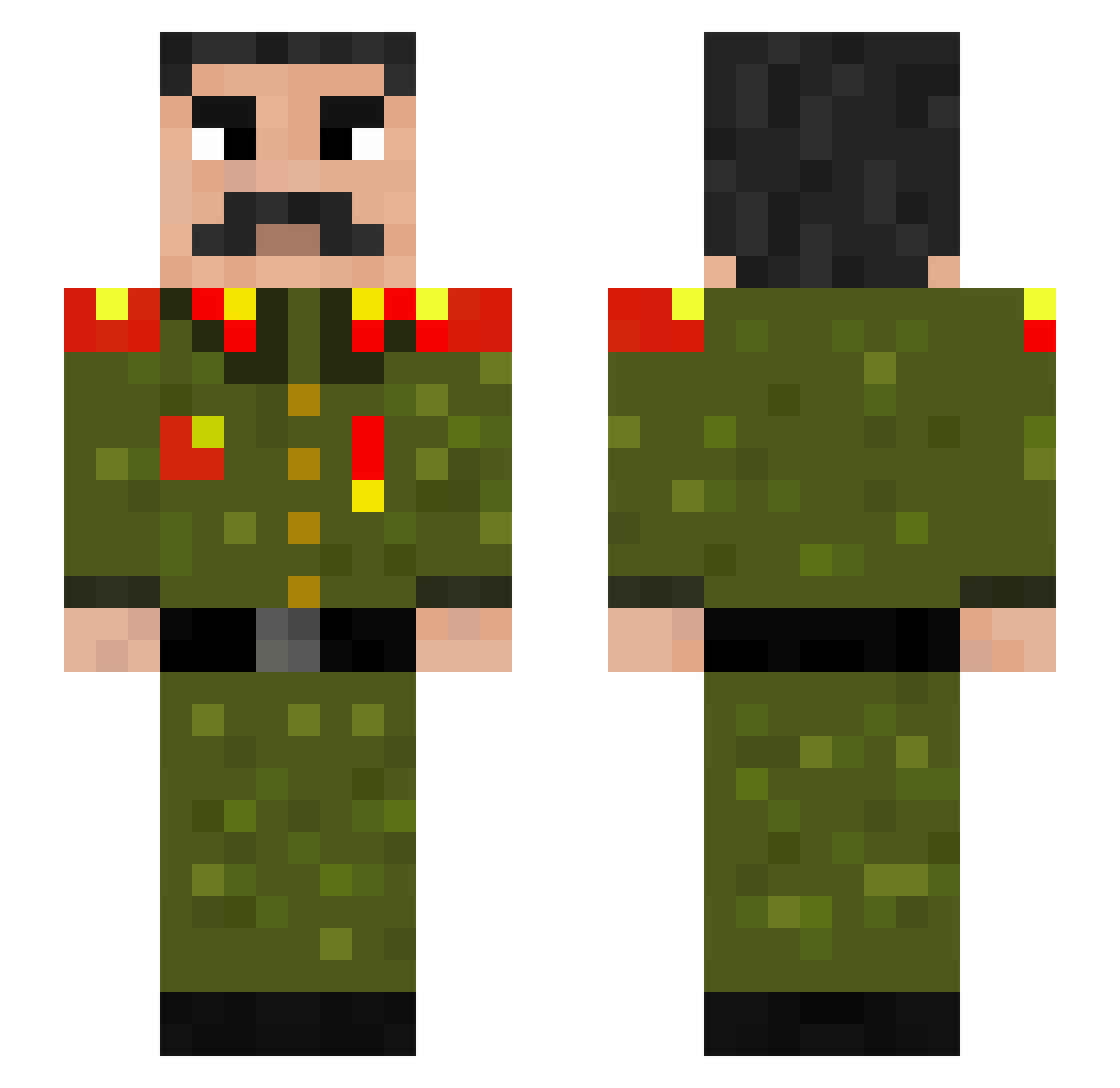 Hansirsky Minecraft skin, front and back view