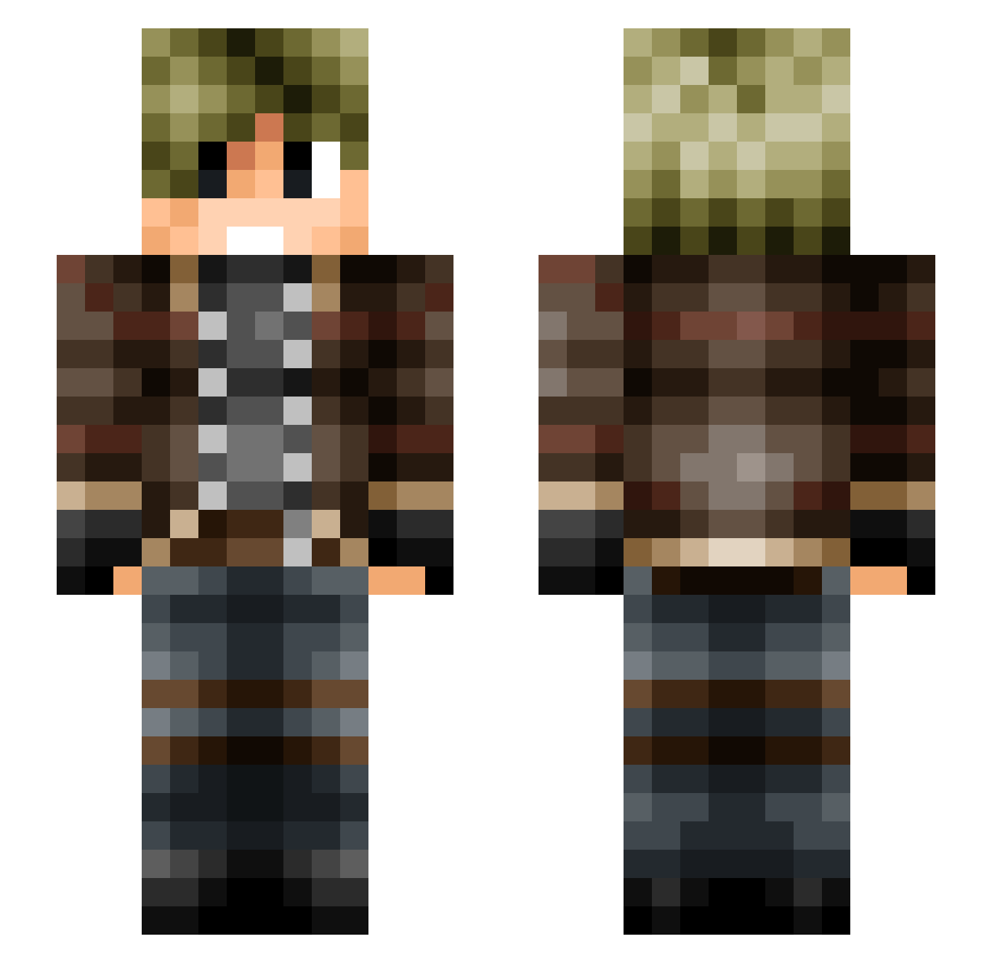 HaresFN Minecraft skin, front and back view