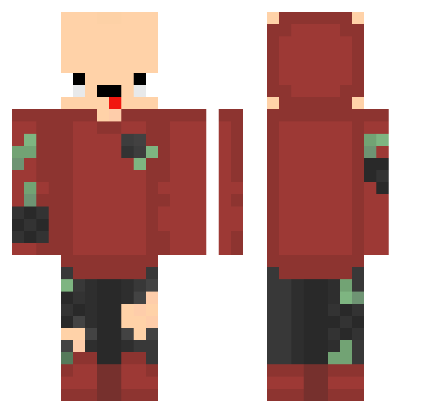 Oydas Minecraft skin, front and back view