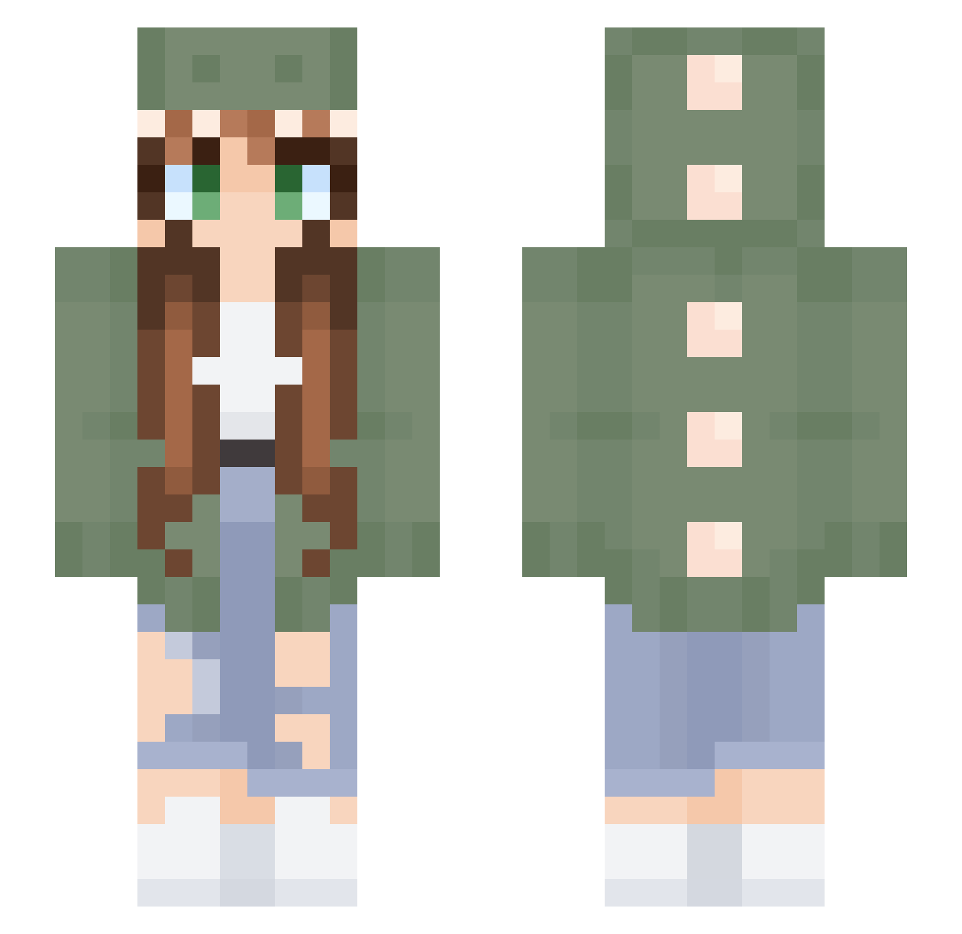 Chimmekko Minecraft skin, front and back view