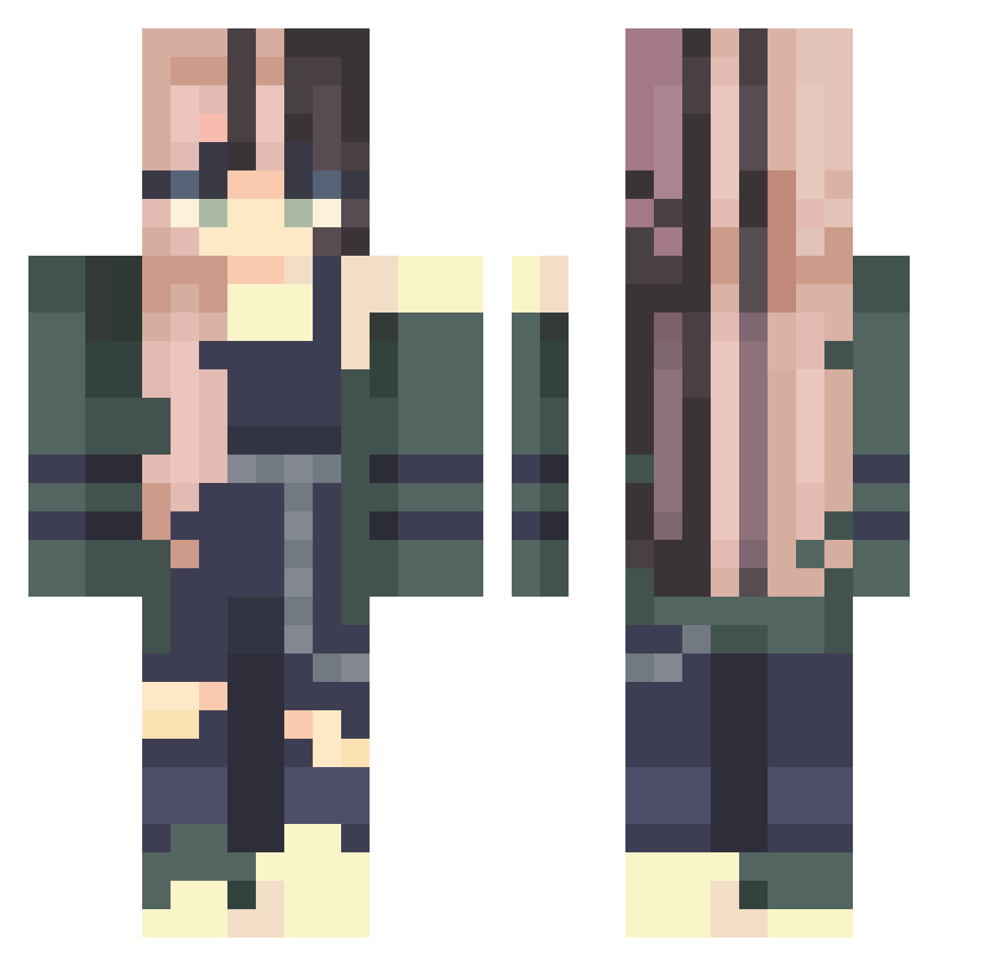 OkayAce Minecraft skin, front and back view