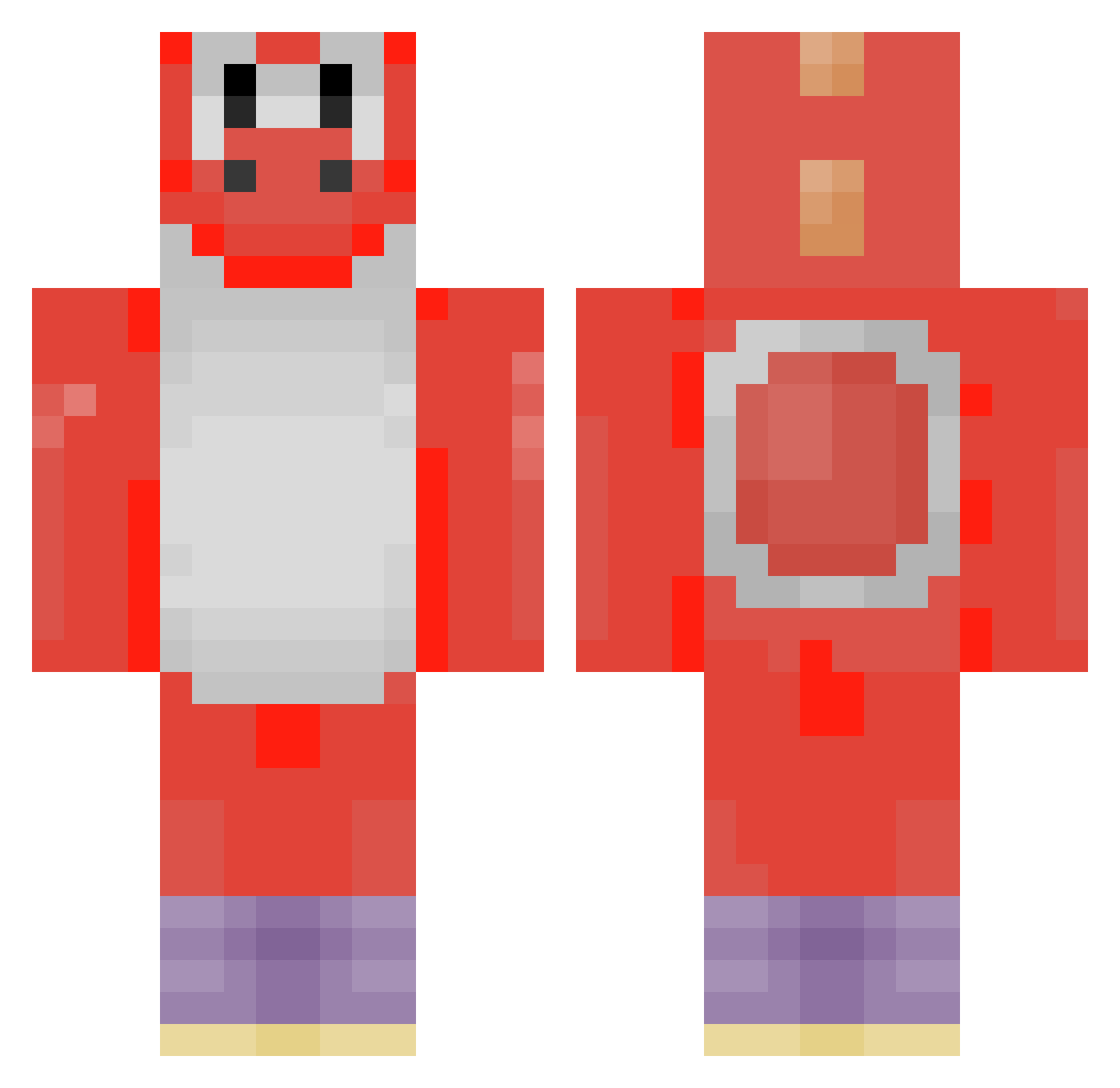 bootmonster Minecraft skin, front and back view
