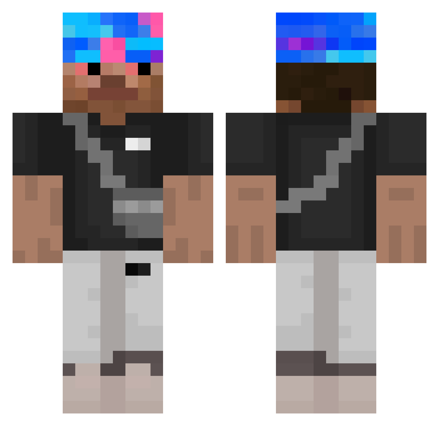 TaxPvP Minecraft skin, front and back view