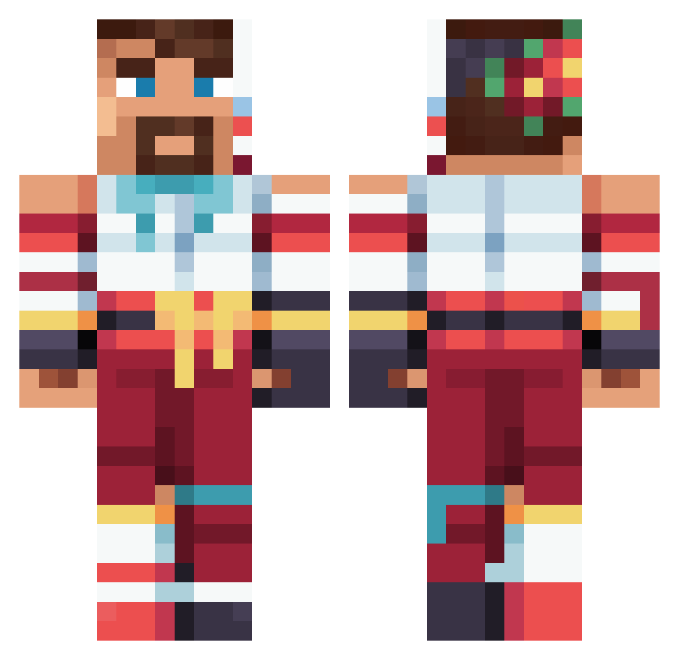 HBomb94 Minecraft skin, front and back view