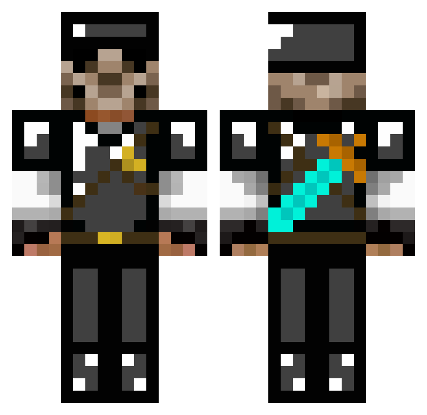 AmtosP Minecraft skin, front and back view