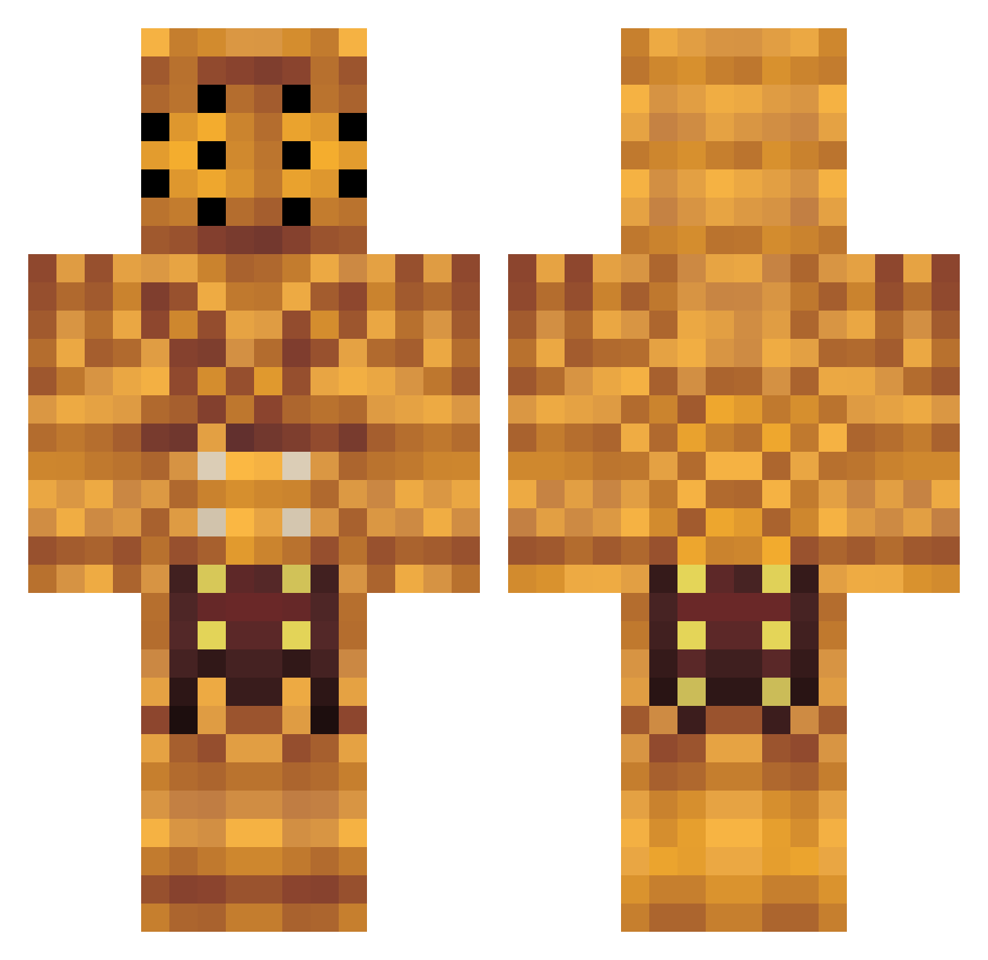 Callefk Minecraft skin, front and back view
