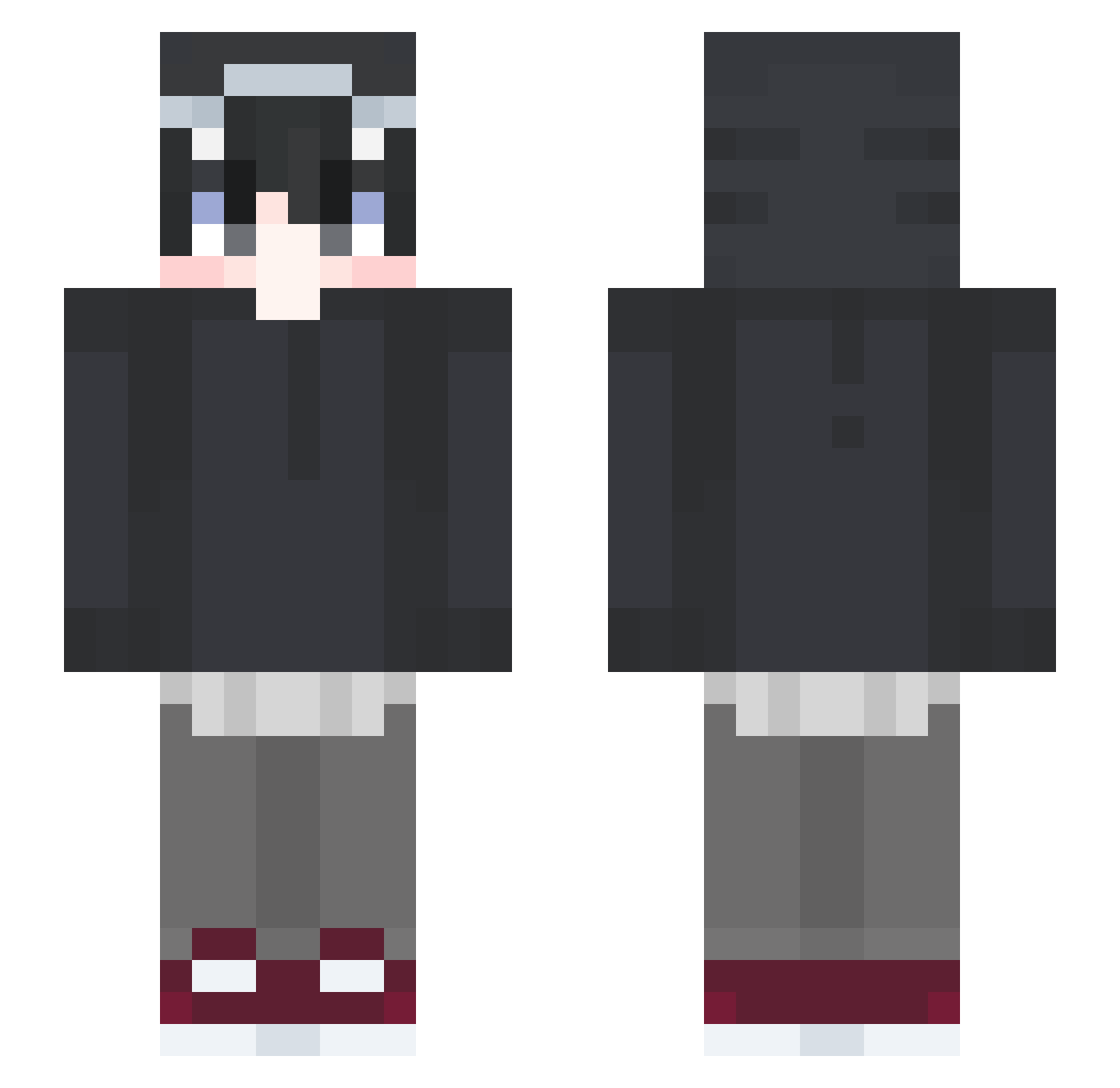 BKLORE Minecraft skin, front and back view