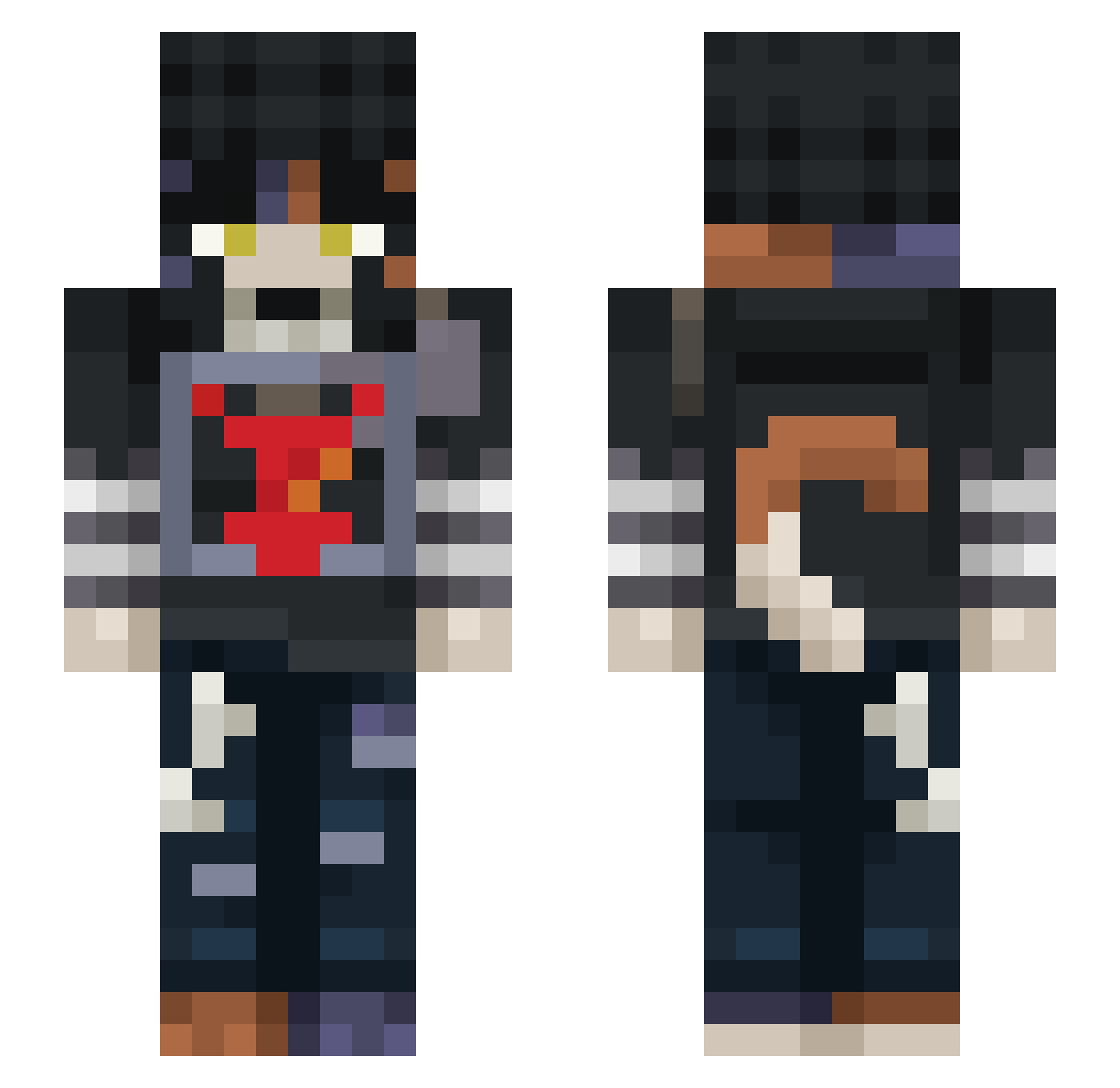 FR4MZ Minecraft skin, front and back view