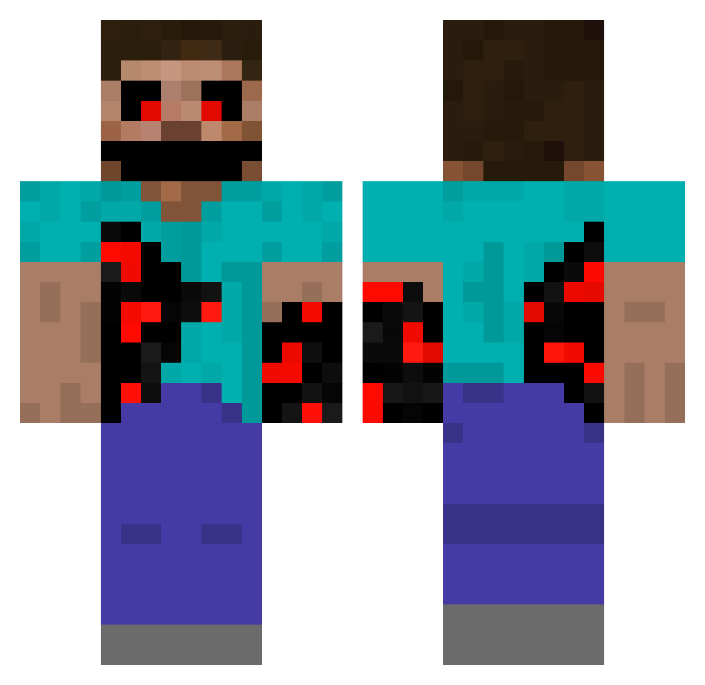 Raphyprogamer Minecraft skin, front and back view