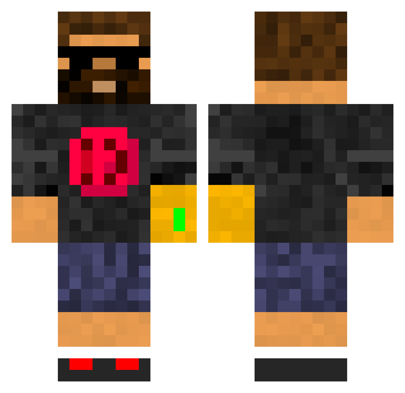 kazrisk Minecraft skin, front and back view