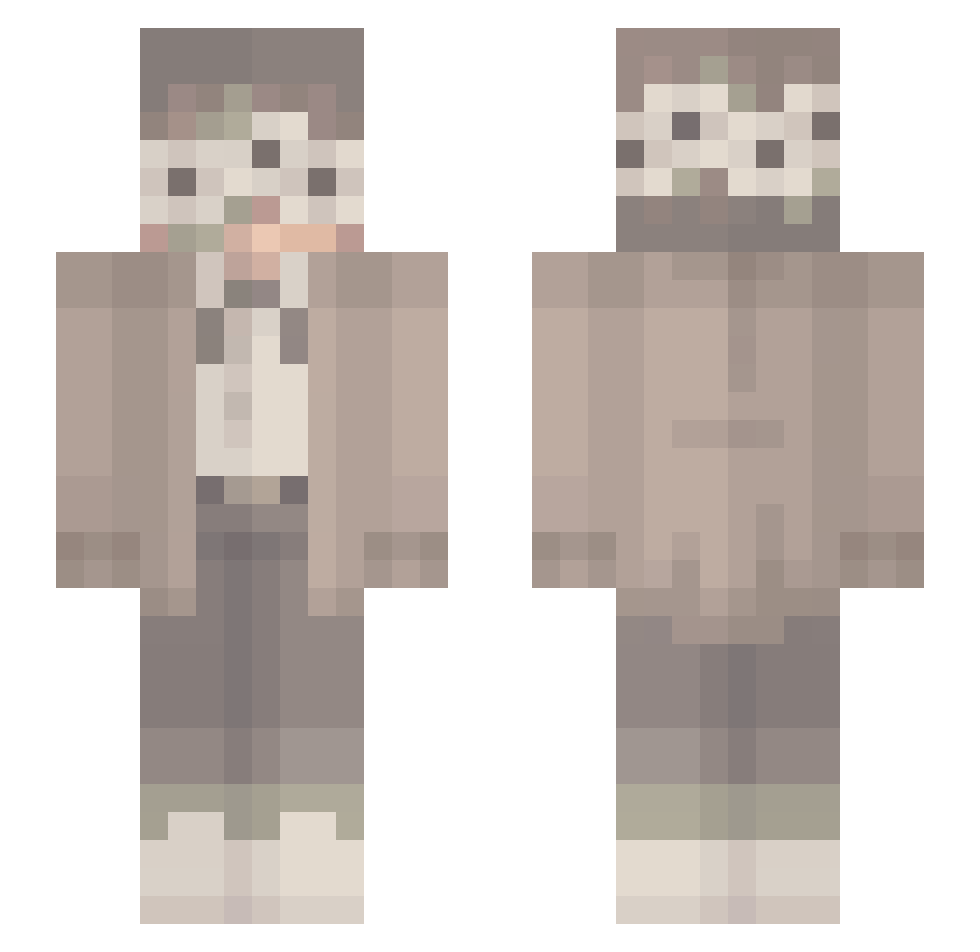 nYakz Minecraft skin, front and back view
