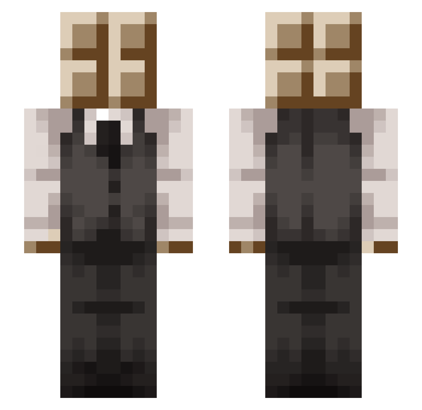 MrBrownBroker Minecraft skin, front and back view