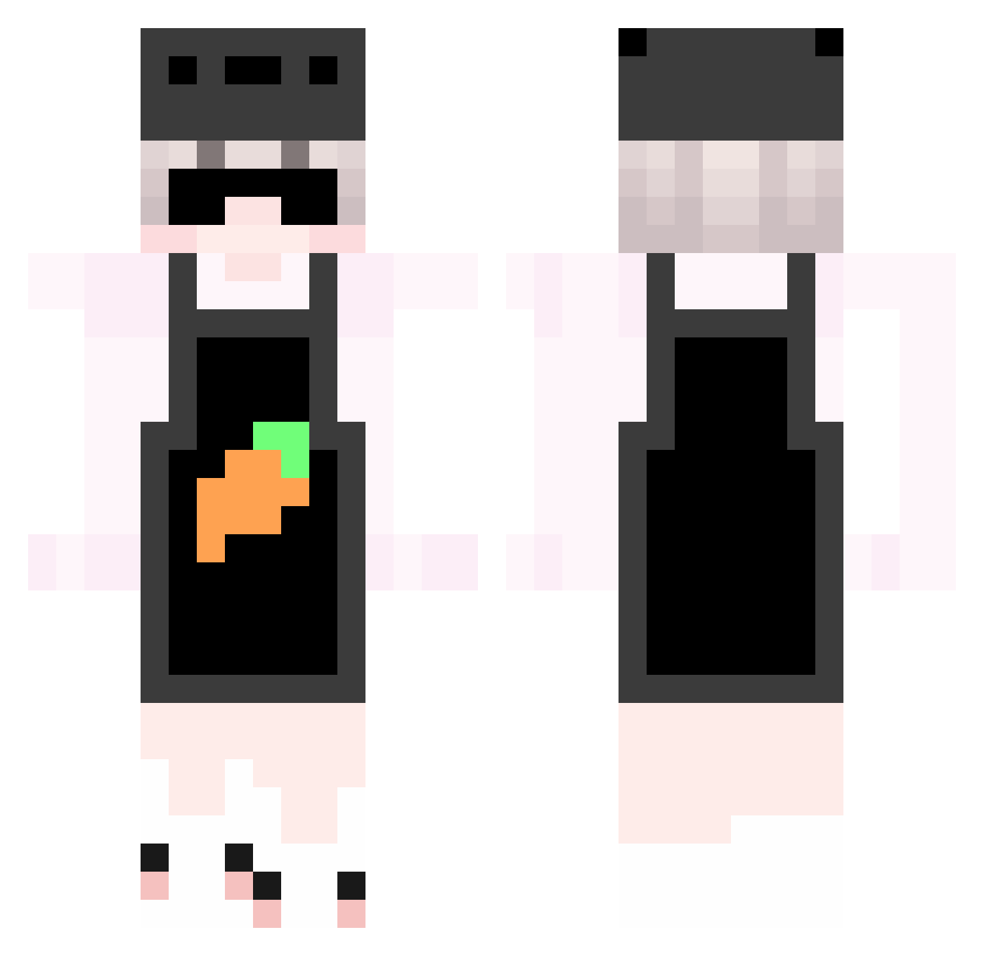 MteaaR Minecraft skin, front and back view