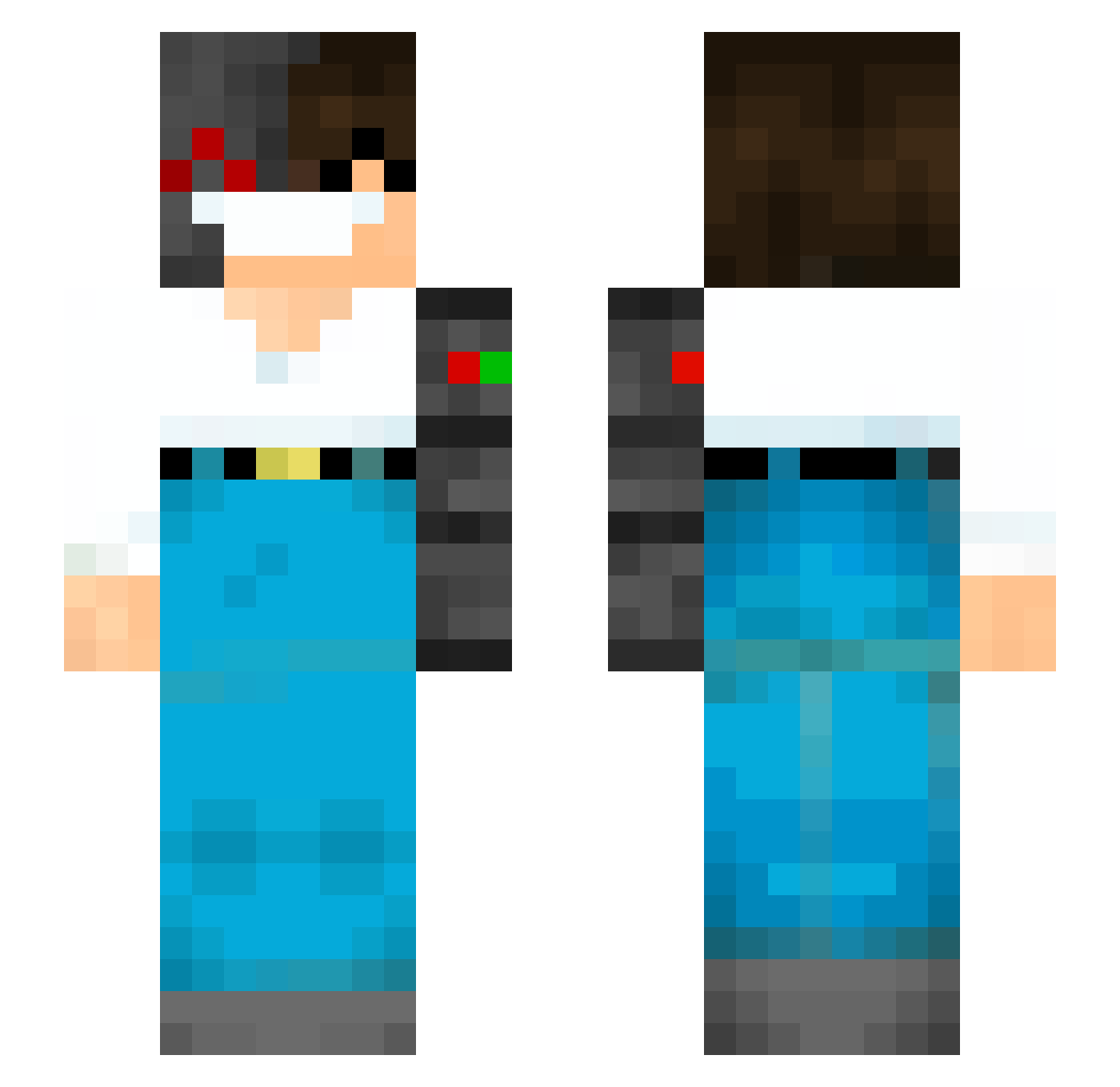 AxersiorYT Minecraft skin, front and back view